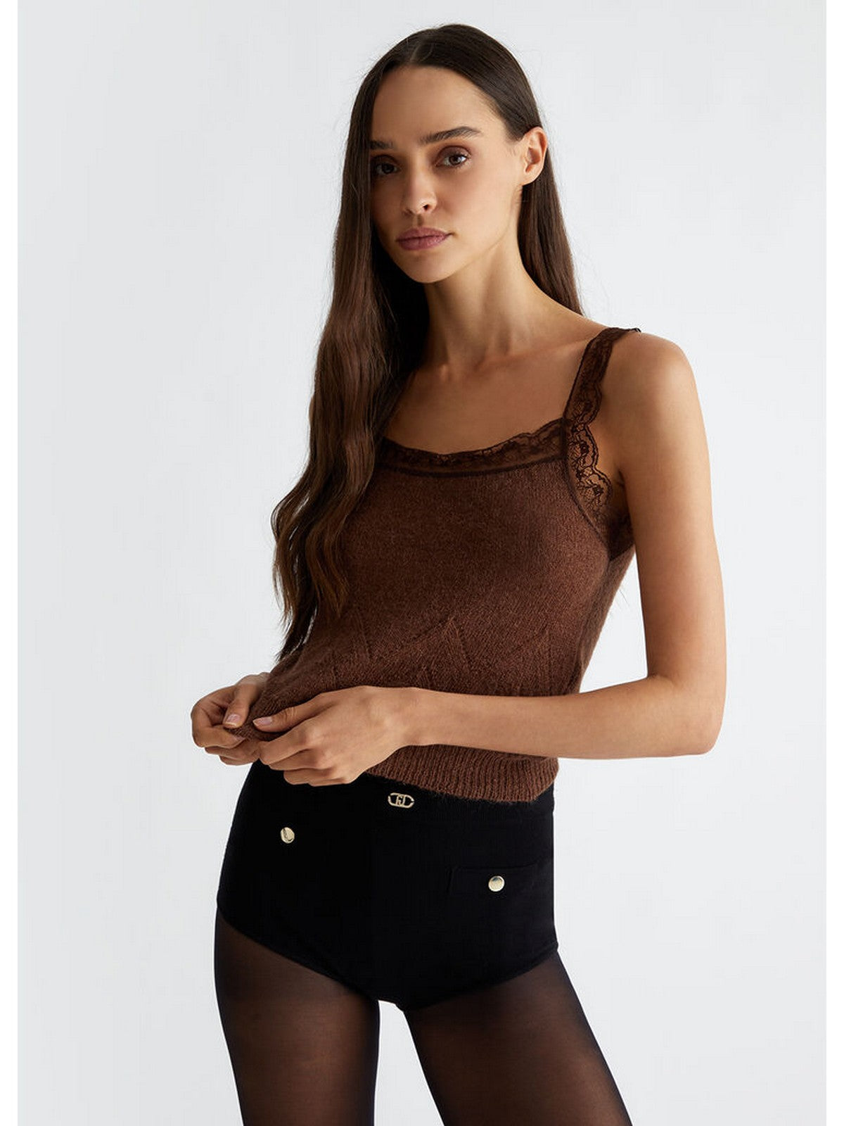 LIU JO WHITE Top Donna  WF4333MAG71 91218 Marrone gioboutiqueweb