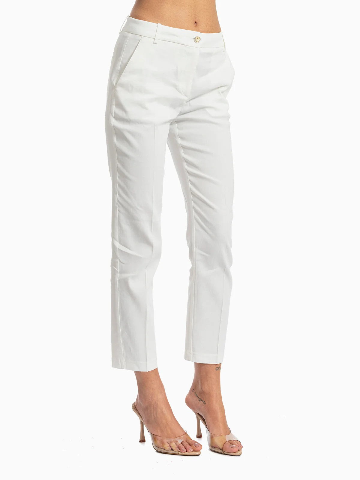 PINKO Pantalone Donna BELLO PANTALONE LINO STRETCH 100155-A34I Z05 BIANCO-BIANCANEVE gioboutiqueweb