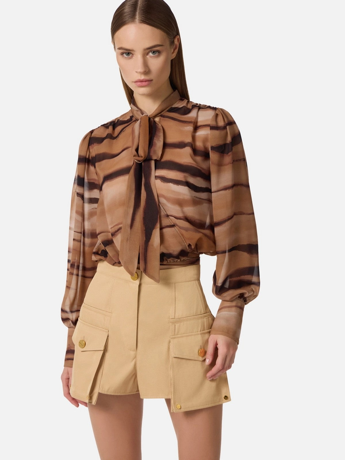 ELISABETTA FRANCHI Camicia Donna  CA16062E2 470 CAMMELLO gioboutiqueweb