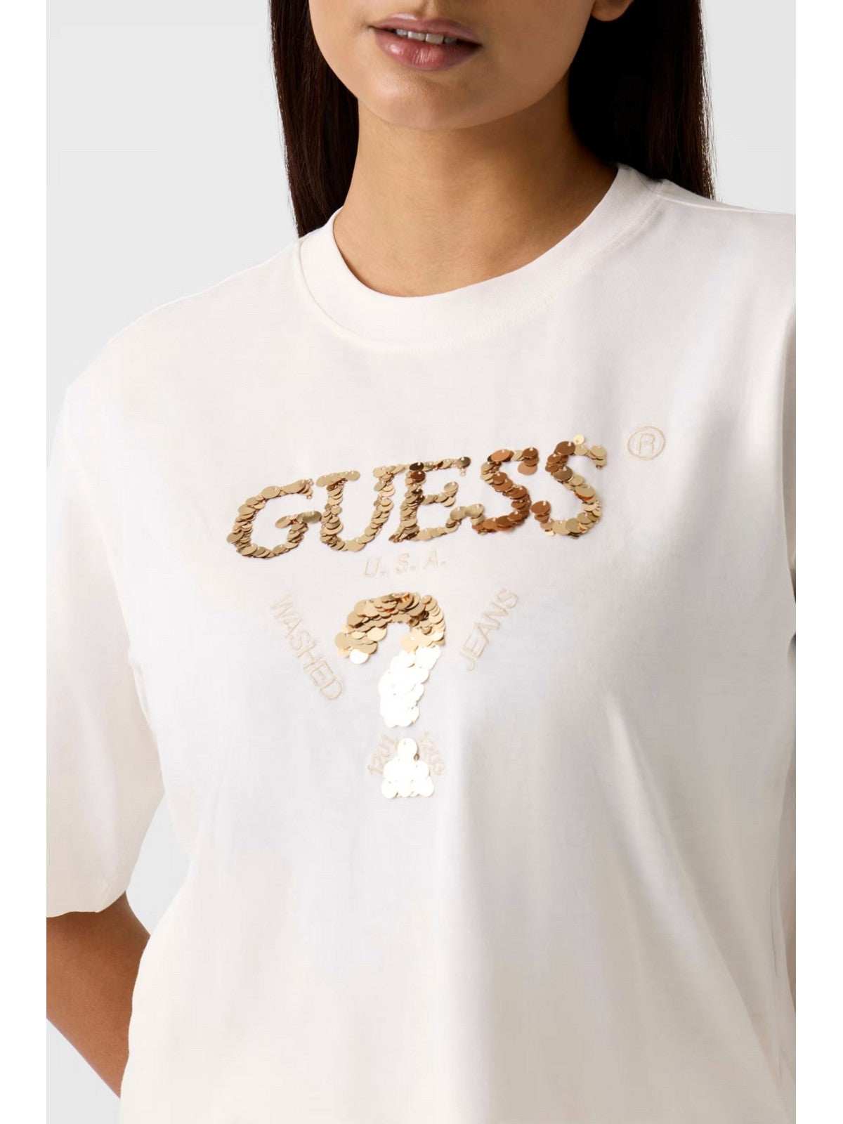 GUESS SPORT T-shirt Donna AURELIE BOXY TEE V4YI06 I3Z14 G6K5 OCEAN SALT gioboutiqueweb