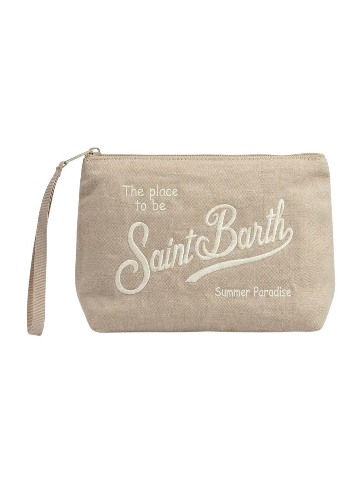 MC2 SAINT BARTH Pochette Unisex adulto  ALINE SOFT LINEN 01278L VINTAGE 11 BEIGE EMB gioboutiqueweb