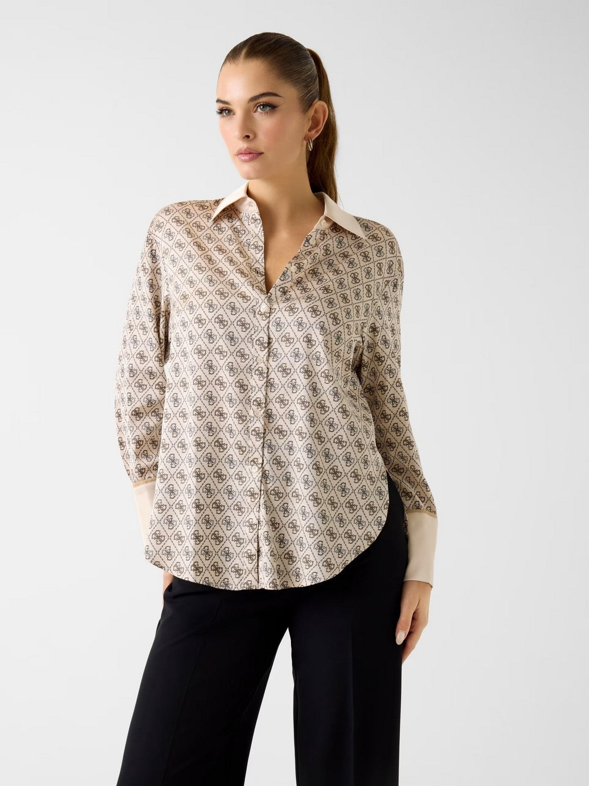 GUESS Camicia Donna LS ALEXANDRA SHIRT W4YH47 WF1T2 P1WE 4G ALL OVER LOGO LOV