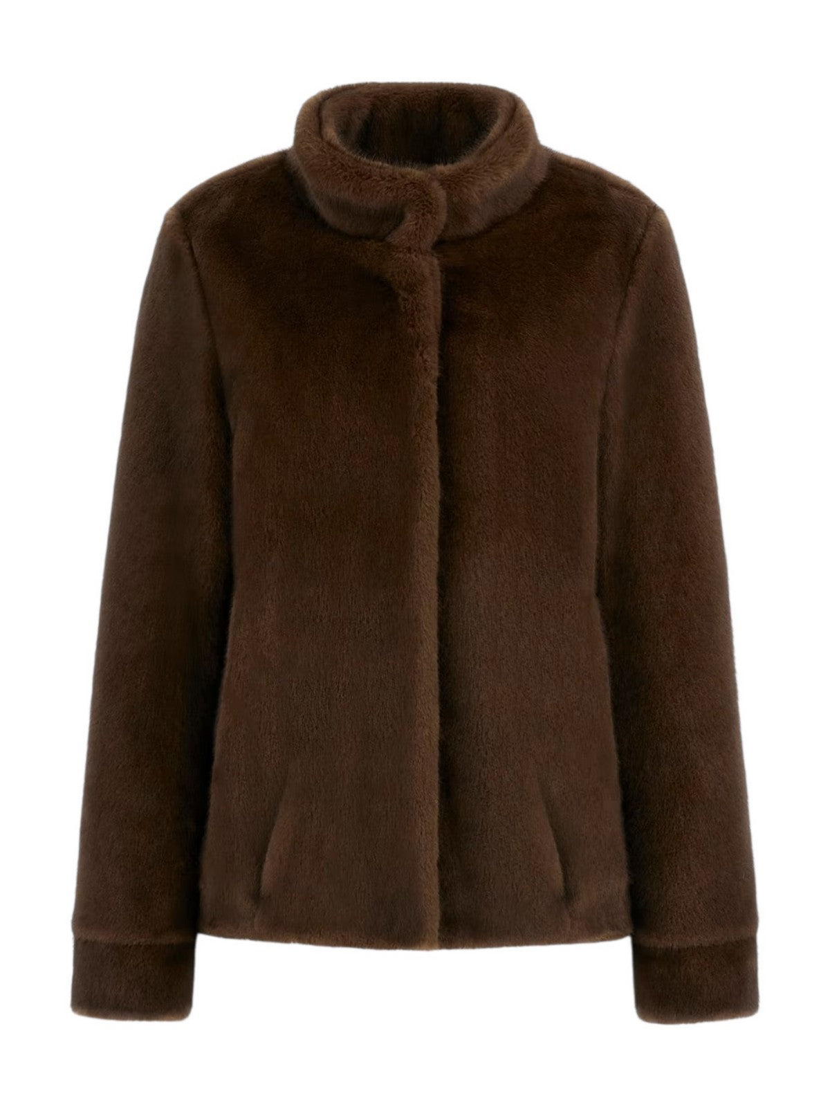 GUESS Giubbino Donna LUNA FAUX FUR JACKET W5BL64 W3920 F18S COLD BREW MULTI gioboutiqueweb
