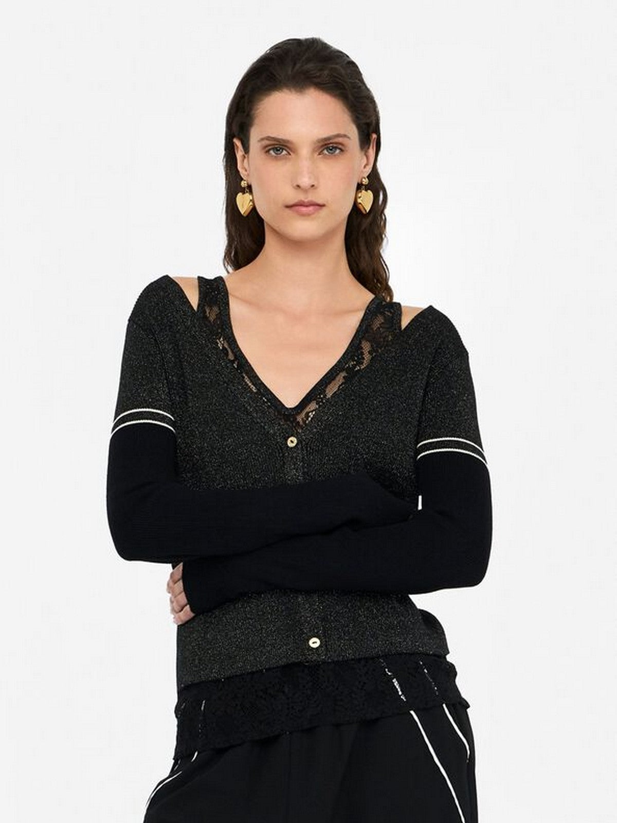 LIU JO SPORT Cardigan Donna  TF5027MS49I A4348 Nero lux/lace nero