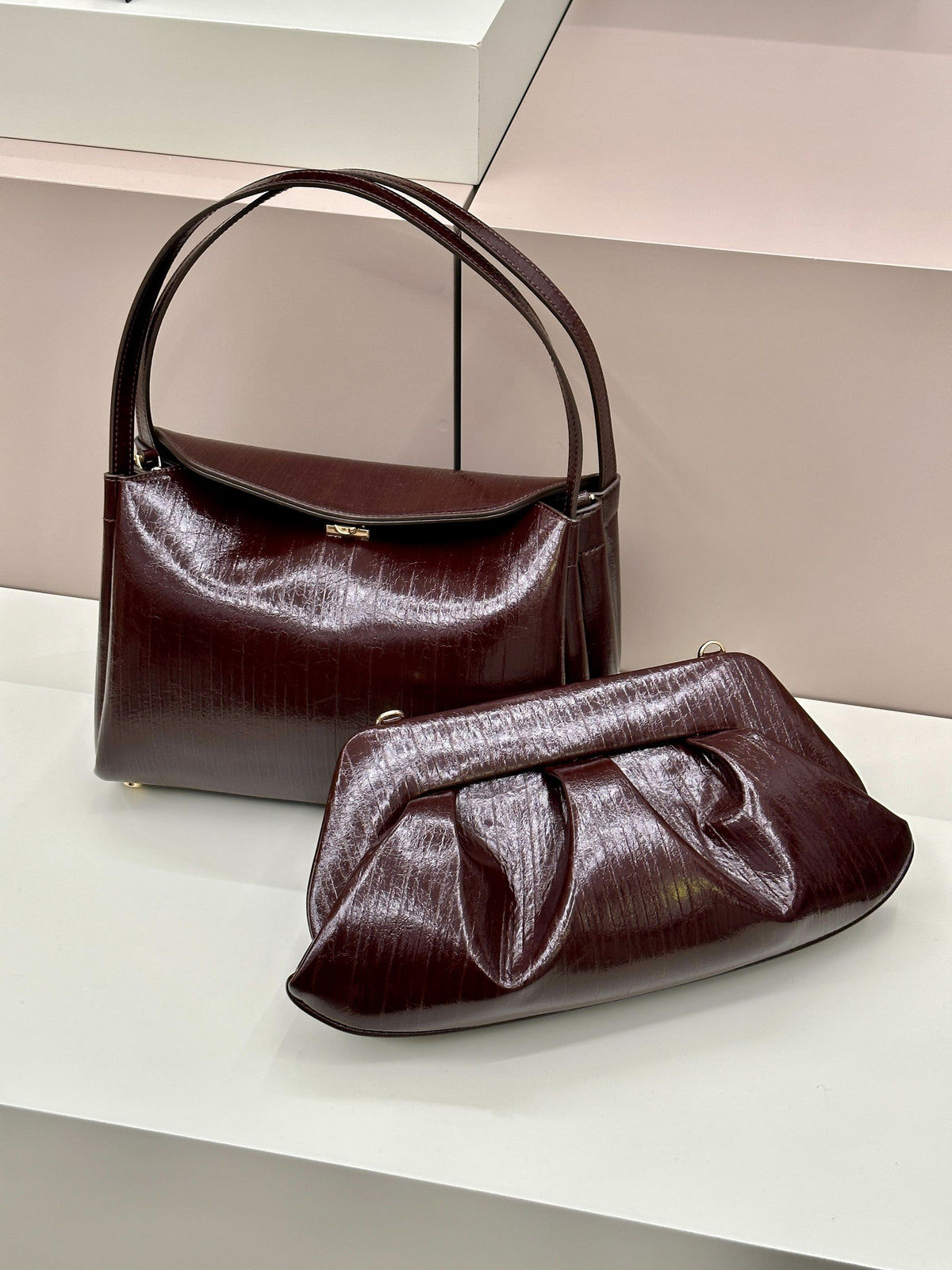 THEMOIRè Borsa Donna CALIPSO TRUNK RIGATO VEGAN FABRIC 261WTMCT0ORVF CHOCOLATE PLUM gioboutiqueweb