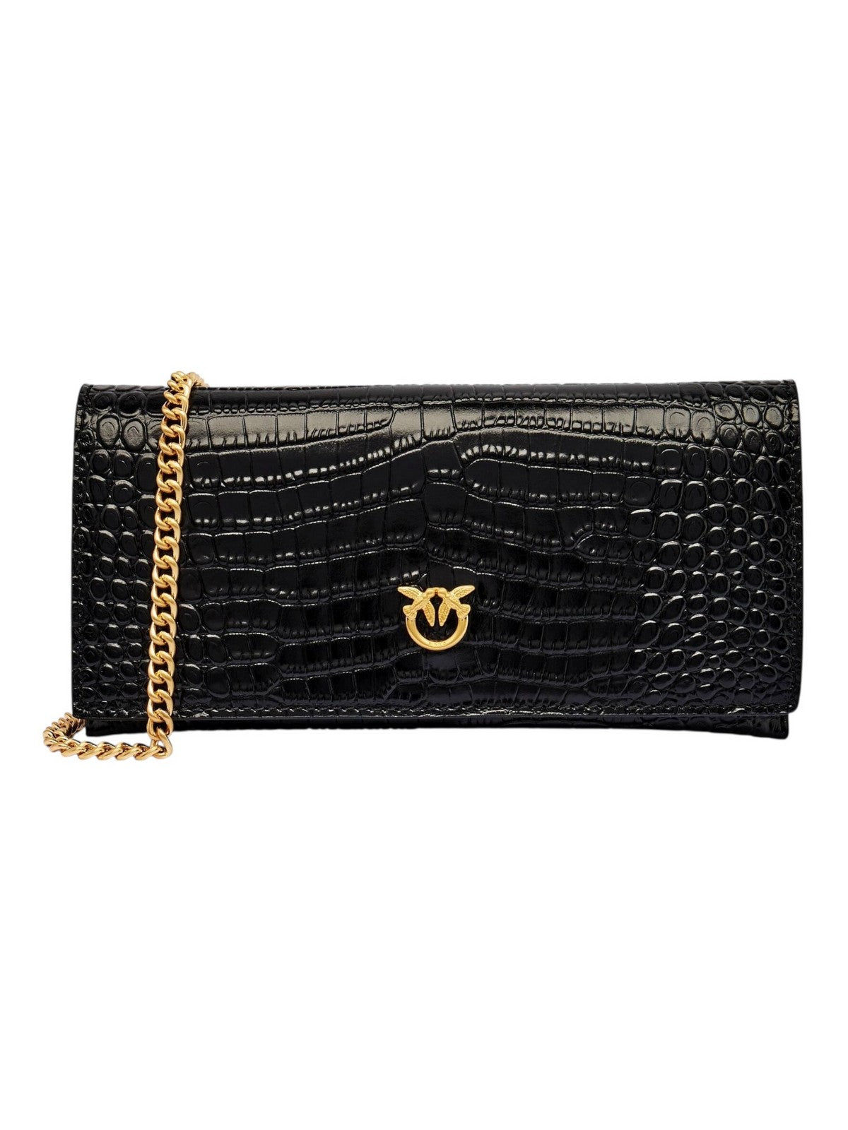 PINKO Portafoglio Donna FLAT WALLET 105351-A2OH Z99V NERO LIMOUSINE - MATT GOLD gioboutiqueweb