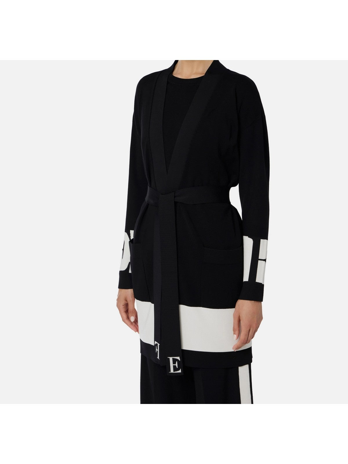 ELISABETTA FRANCHI Cardigan Donna  MK02S56E2 EF3 NERO/MILK gioboutiqueweb