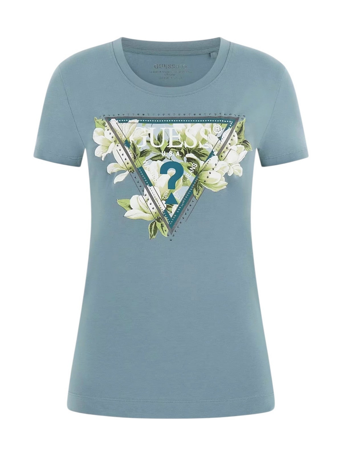 GUESS T-shirt Donna SS CN CAMELIA TRIANGLE TEE W6RI35 J1314 G7AI HEAVY METAL GREY