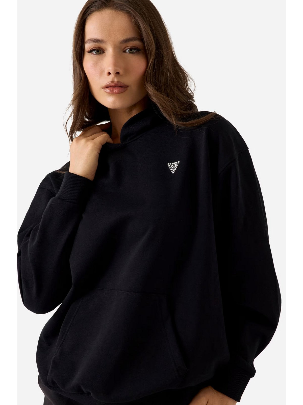 GUESS SPORT Felpa Donna SILVY HOODIE V6GQ18 K3513 JBLK Jet Black A996 gioboutiqueweb