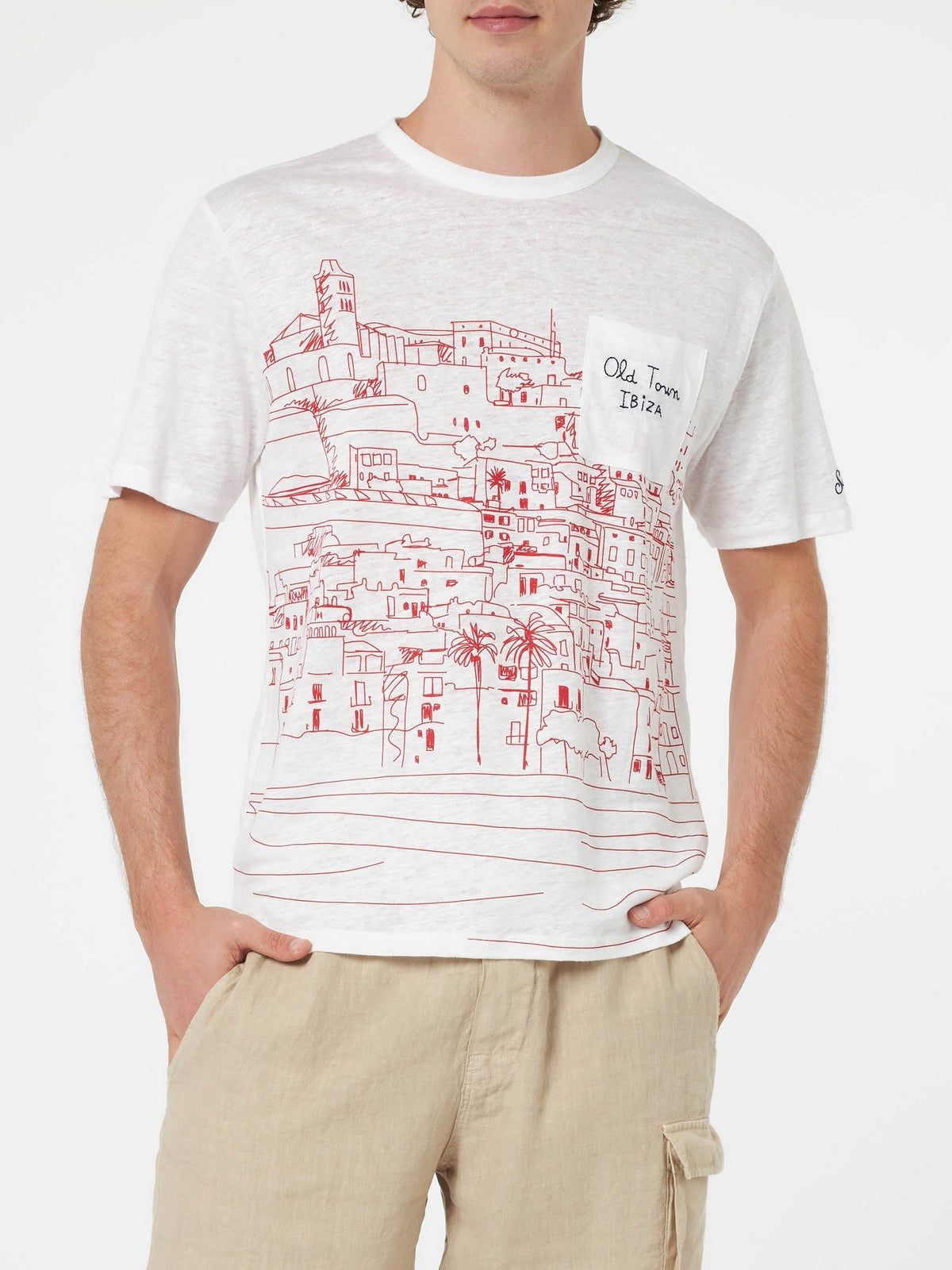 Camiseta MC2 Saint Barth y Pole para hombres de Echstasea 00502f blanco