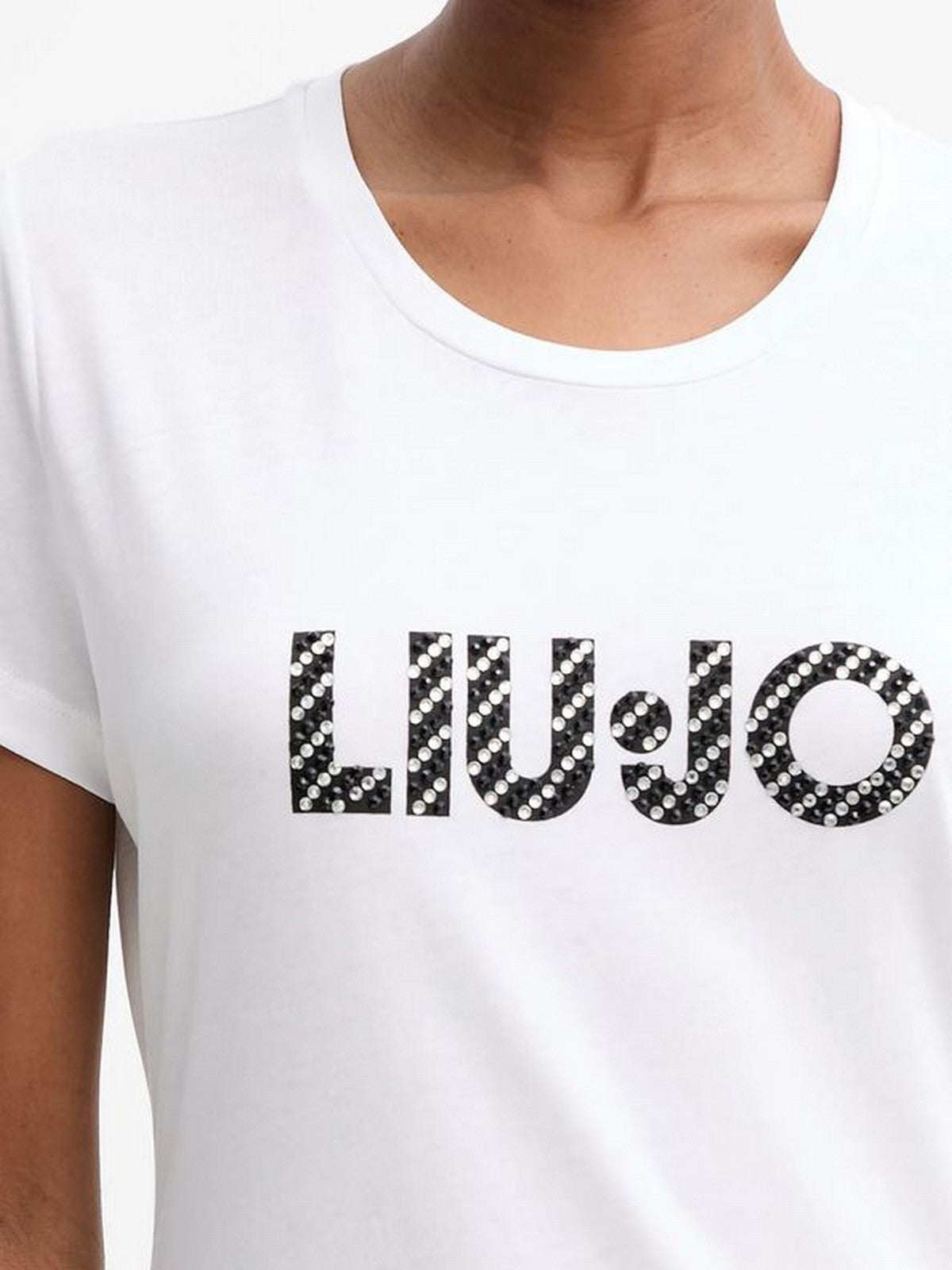 LIU JO BLUE DENIM T-shirt Donna  UF5266JS904 M9794 Bco LiuJo diagon.cry