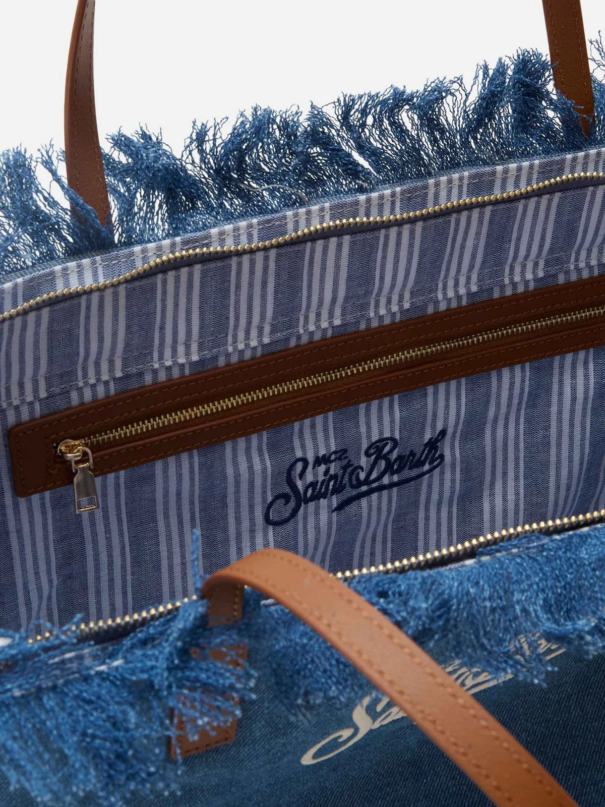 MC2 SAINT BARTH Borsa Donna  CITY BAG FRINGE 00436L DENIM EMB