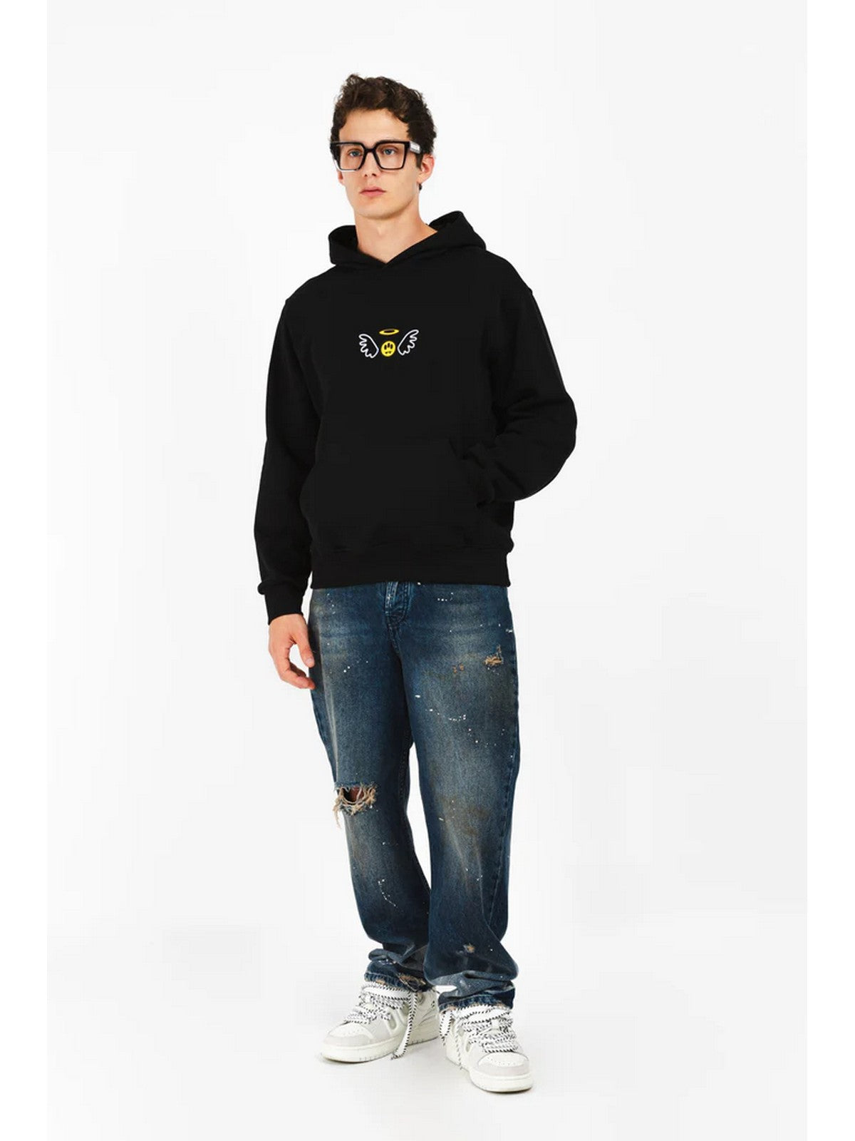 BARROW Felpa Uomo HOODIE UNISEX F4BWUAHS087 110 Nero gioboutiqueweb