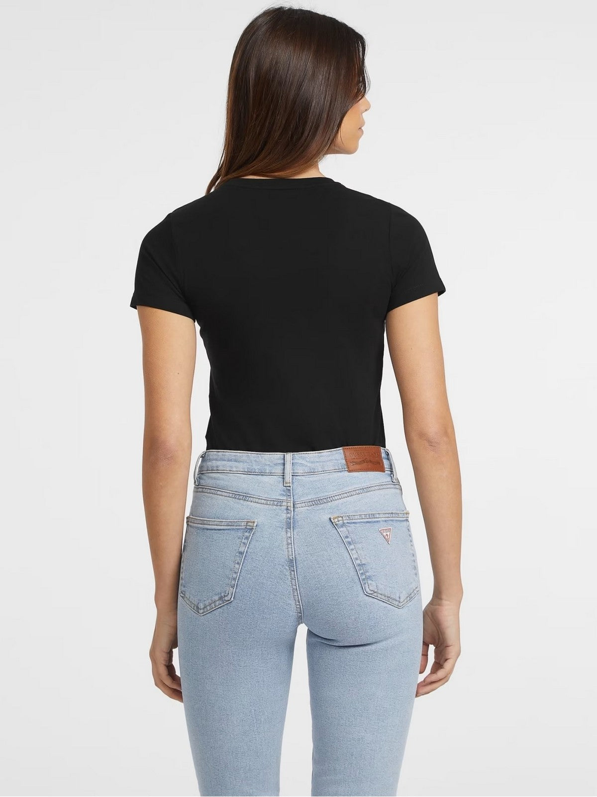 GUESS T-shirt Donna GJ SS CN SLIM MINI AMERICA TEE W4YI02 J1314 JBLK Jet Black A996 gioboutiqueweb