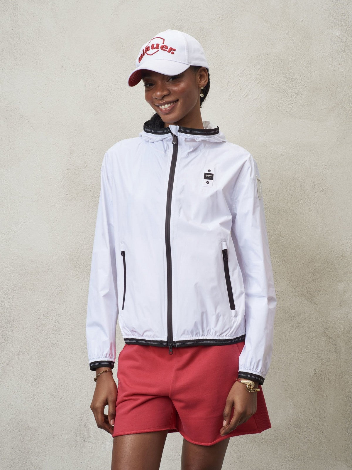 Blauer Jacke Frau 24SBLDC11048 006007 100 Weiß