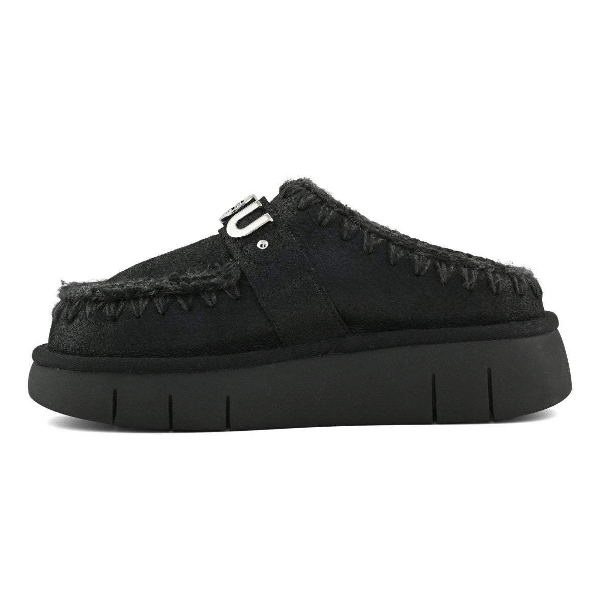MOU Ciabatta Donna Bounce clog special leather - MU.FW531001B CBKG Cracked Black gioboutiqueweb