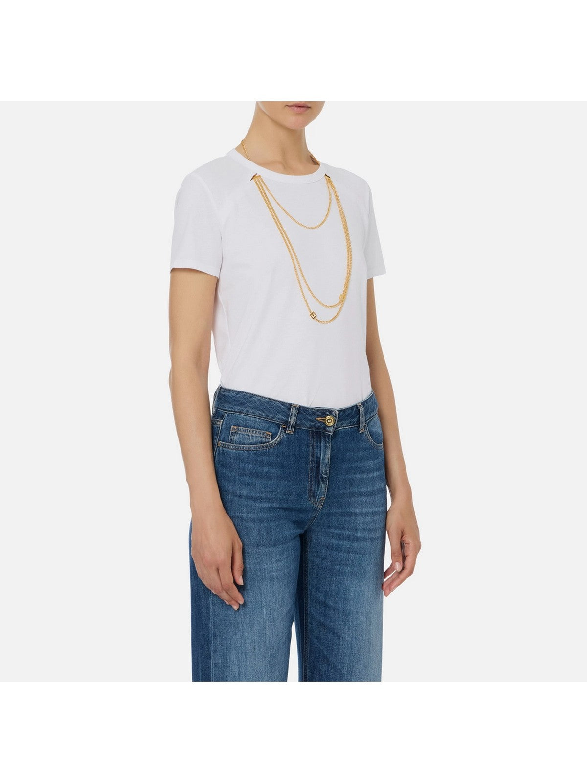 ELISABETTA FRANCHI T-shirt Donna  MA00956E2 270 GESSO gioboutiqueweb