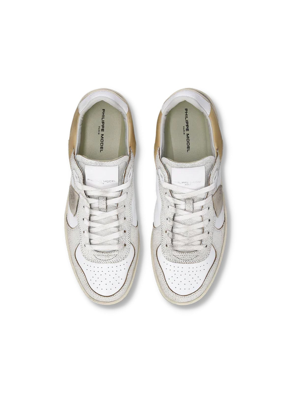 PHILIPPE MODEL Sneaker Uomo PGAL LOW MAN PGLU VC01 VEAU CRACKLE'_BLANC SABLE'