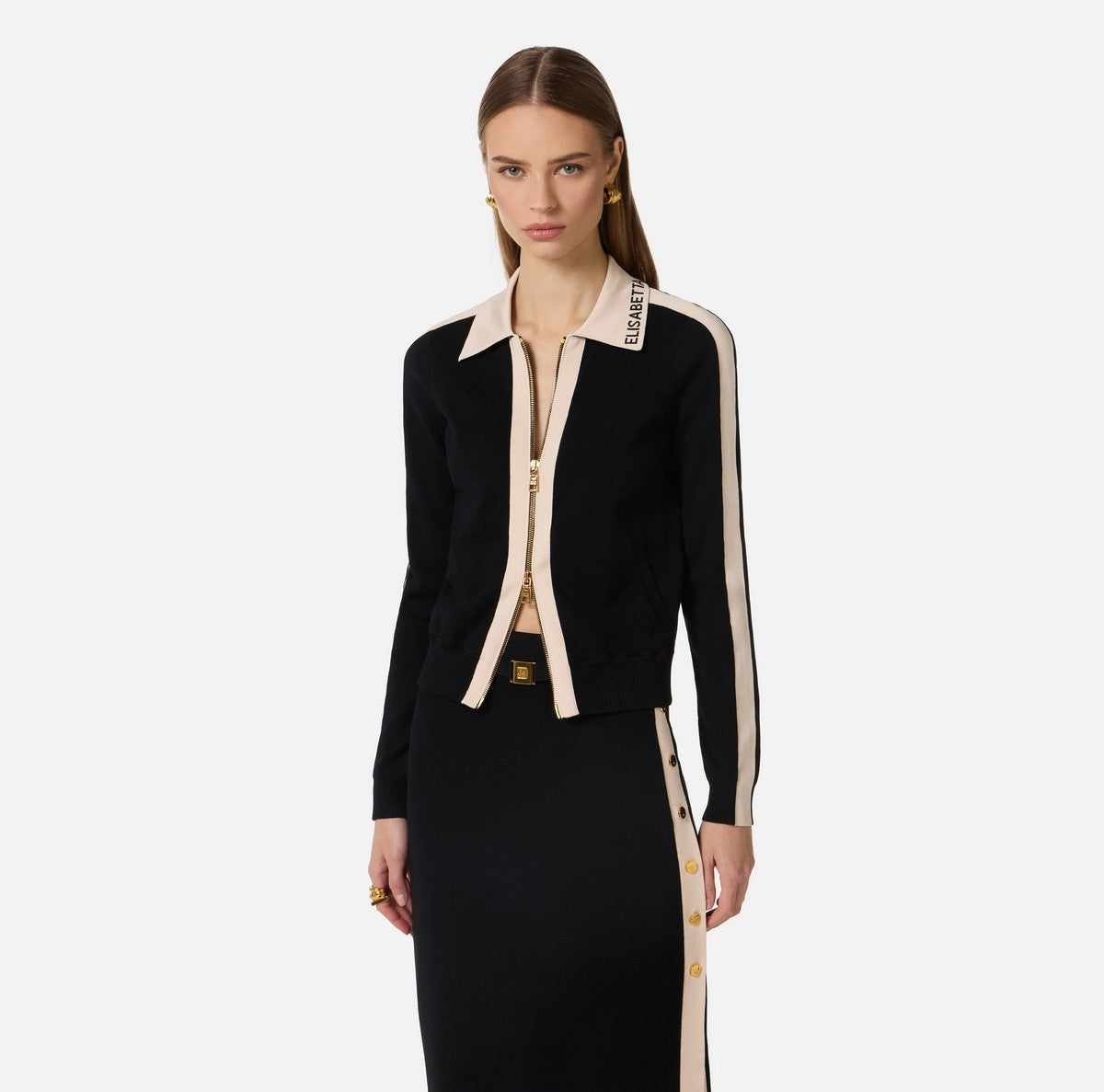 ELISABETTA FRANCHI Cardigan Donna  MK66S61E2 685 NERO/BURRO gioboutiqueweb