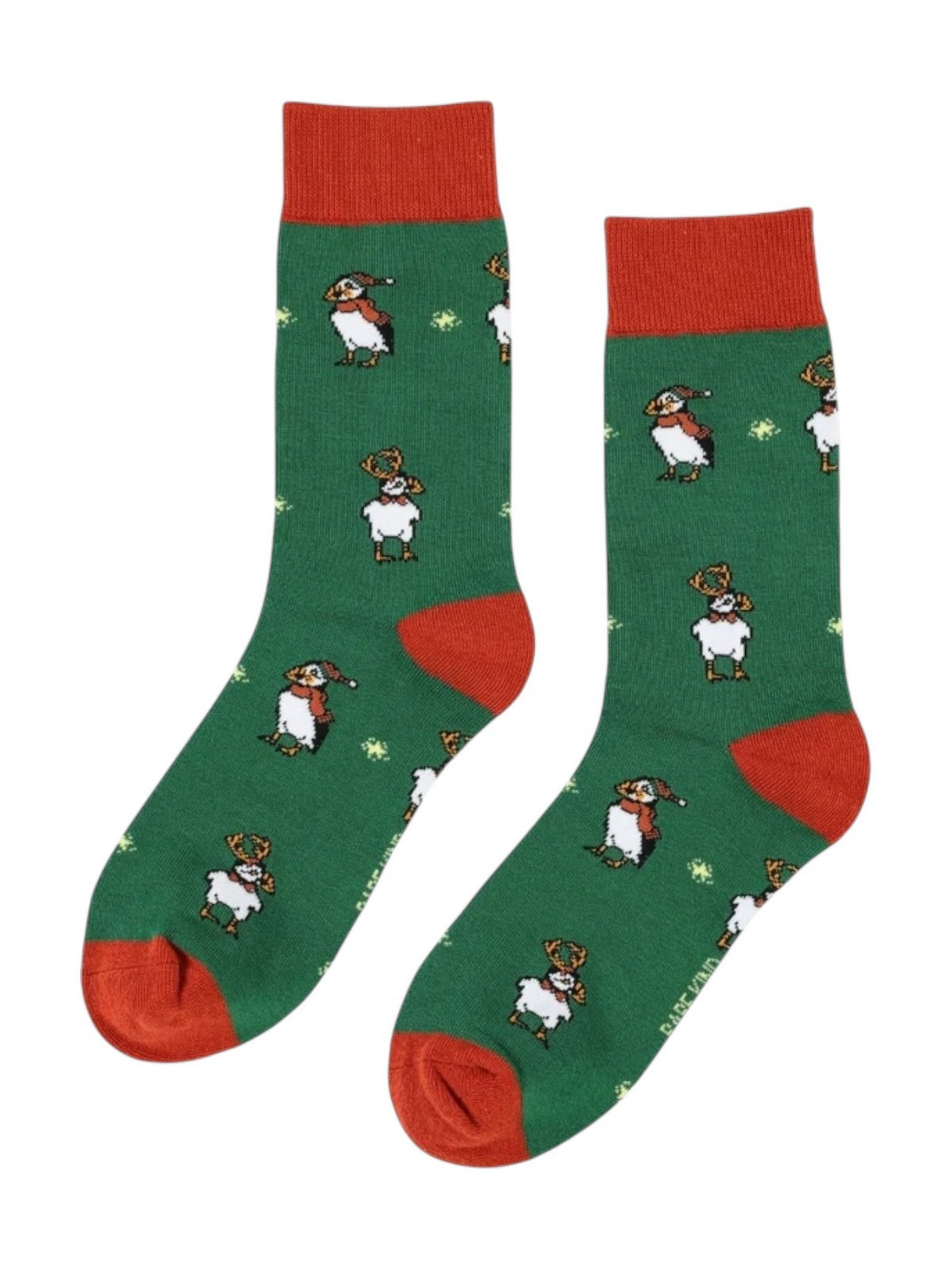 BARE KIND Calzini Unisex adulto  CHRISTMAS GREEN PUFFIN VERDE/ARANCIO