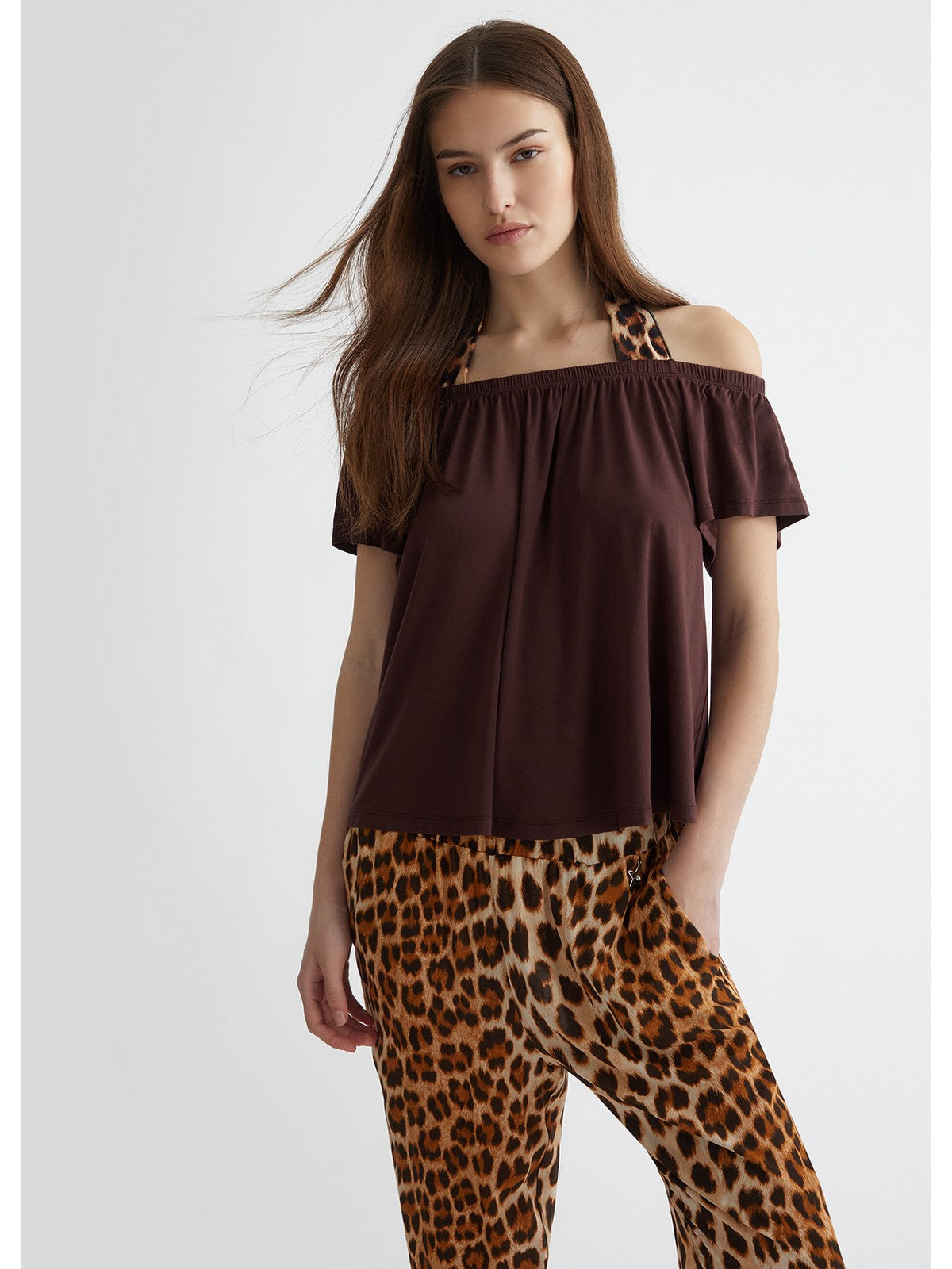 Liu Jo Beachwear T-shirt and Pole Woman V4215JS360 N9247 Marrone