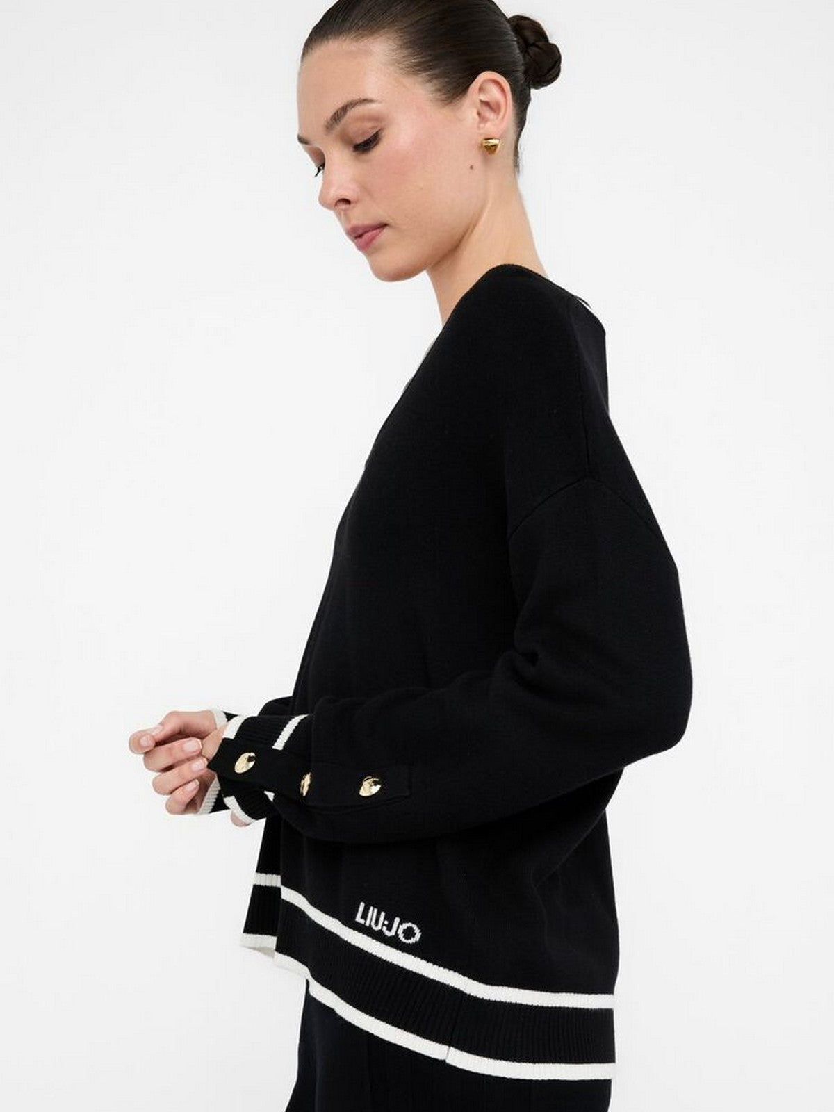 LIU JO SPORT Maglione Donna  TF5229MS59L 03N66 Nero/bianco latte