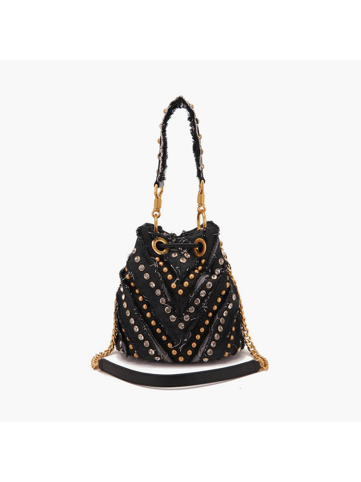 LA CARRIE Borsa Donna MIRROR V BUCKET SYNTH.+CLOTH 151C-EM-908 SCO/BLA Nero gioboutiqueweb