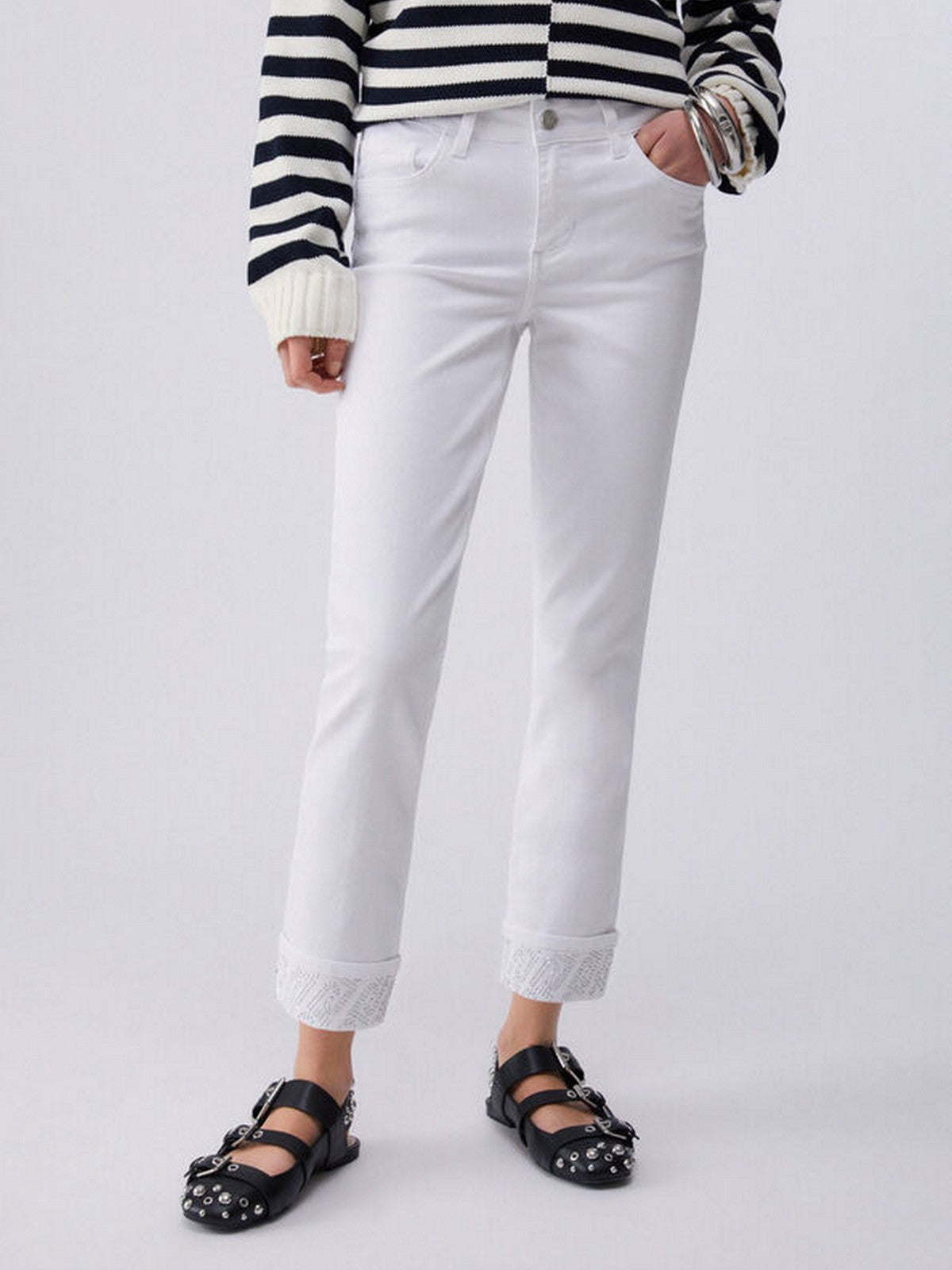 LIU JO BLUE DENIM Pantalone Donna  UA6006T2594 11111 BIANCO OTTICO gioboutiqueweb