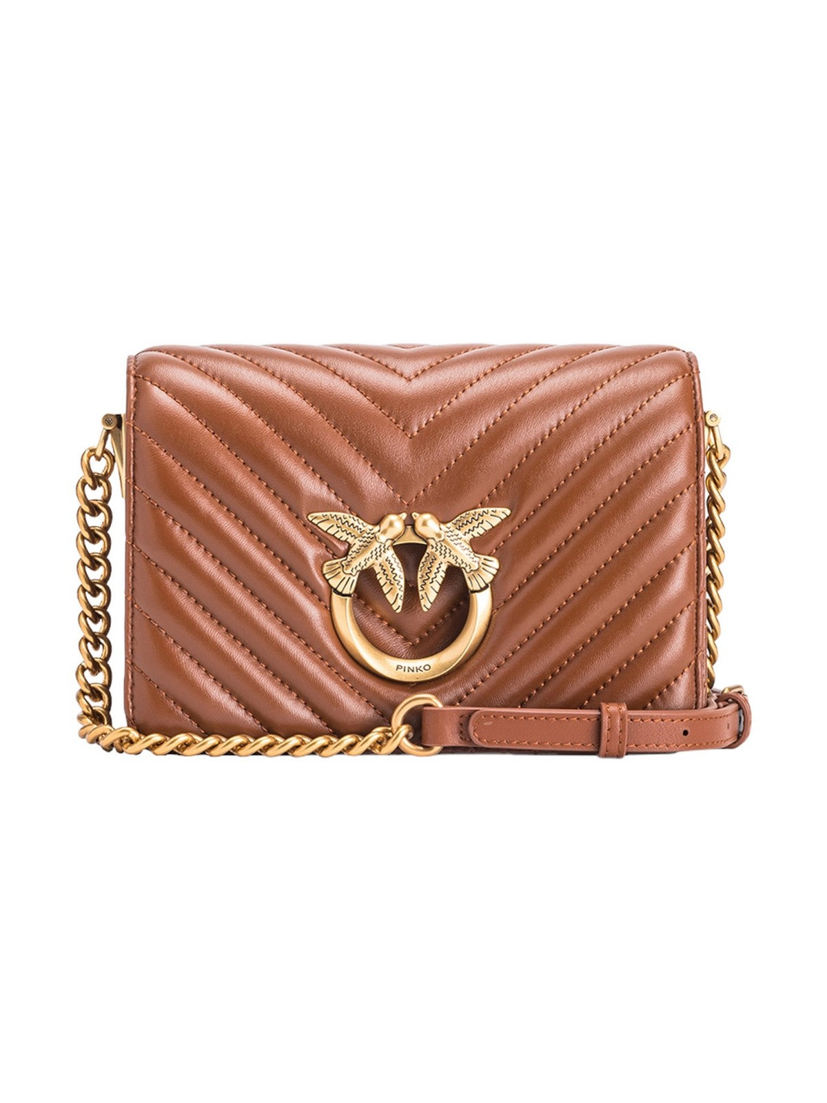 PINKO Borsa Donna Love Click Mini Sheep Nappa Ch 100067-A0GK L48Q Marrone gioboutiqueweb