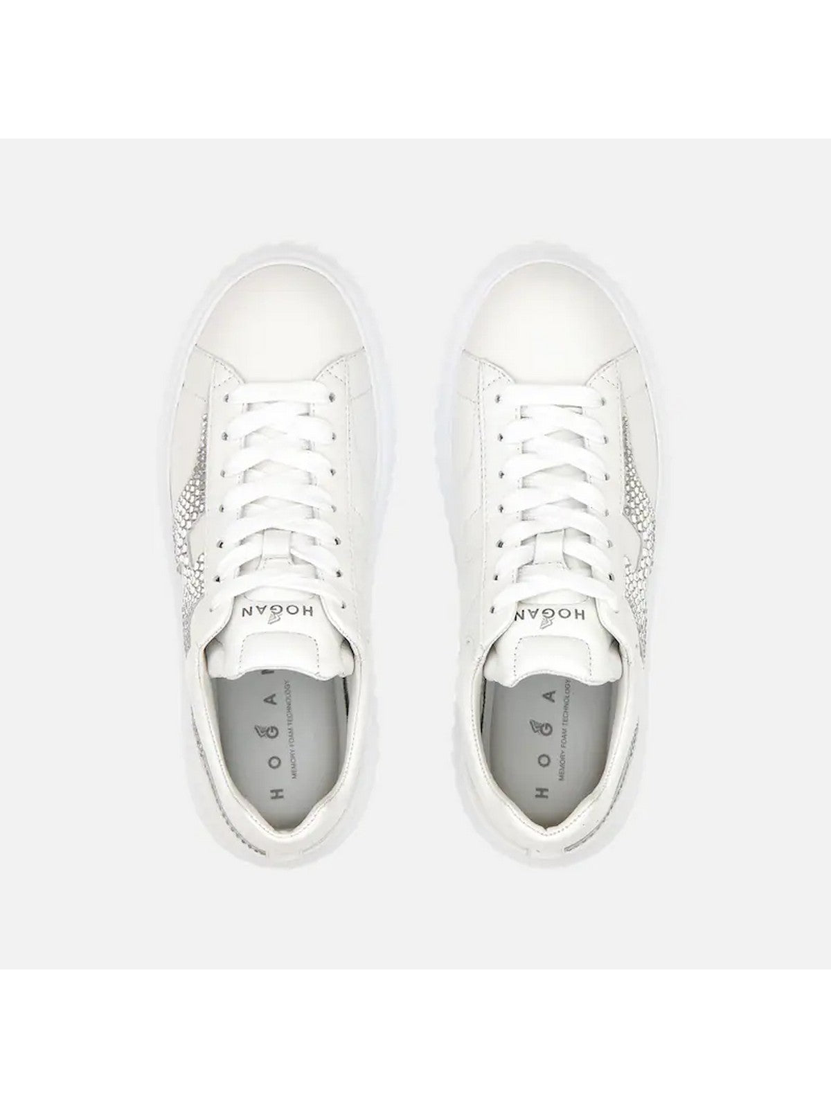 HOGAN Sneaker Donna H-STRIPES ALLACCIATO H STRASS HXW6450FO60U48B001 Bianco