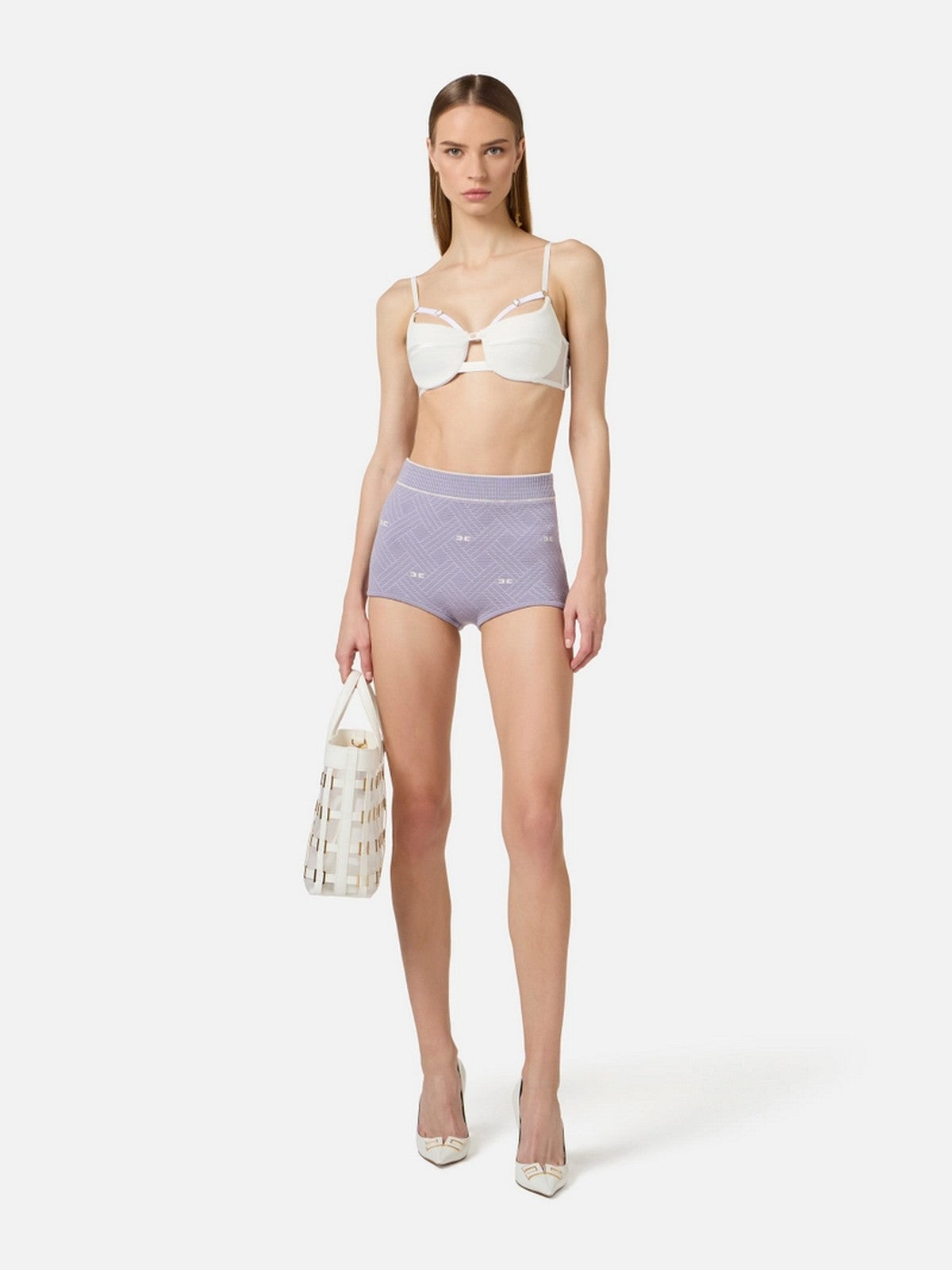 ELISABETTA FRANCHI Top Donna  RG01262E2 360 Avorio gioboutiqueweb