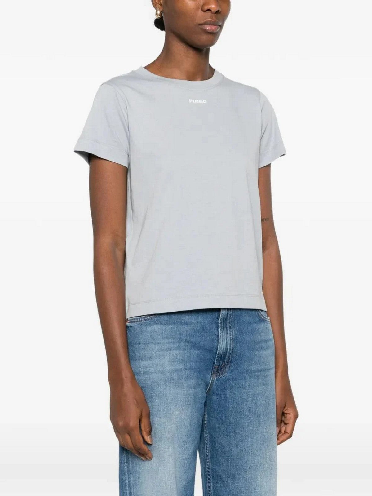 PINKO T-shirt Donna BASICO T-SHIRT 100373-A34F E87 AZZURRO ARONA gioboutiqueweb