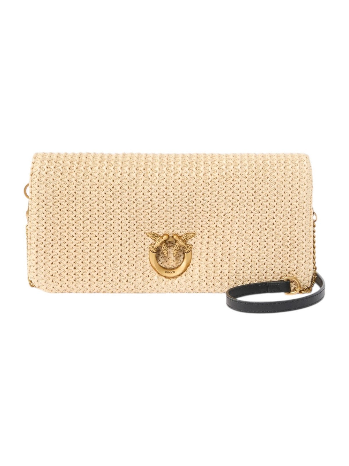 PINKO Borsa Donna CLICK SOFT HORIZONTAL CLASSIC 106022-A391 C24Q RAFIA/NERO-ANTIQUE GOLD gioboutiqueweb