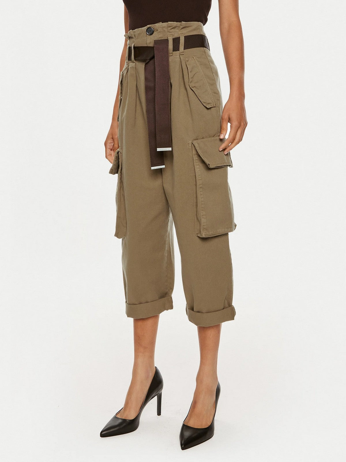 PINKO Pantalone Donna Ronfare Pantalone Dyed Gabardi 101840-A21C L06 Marrone gioboutiqueweb
