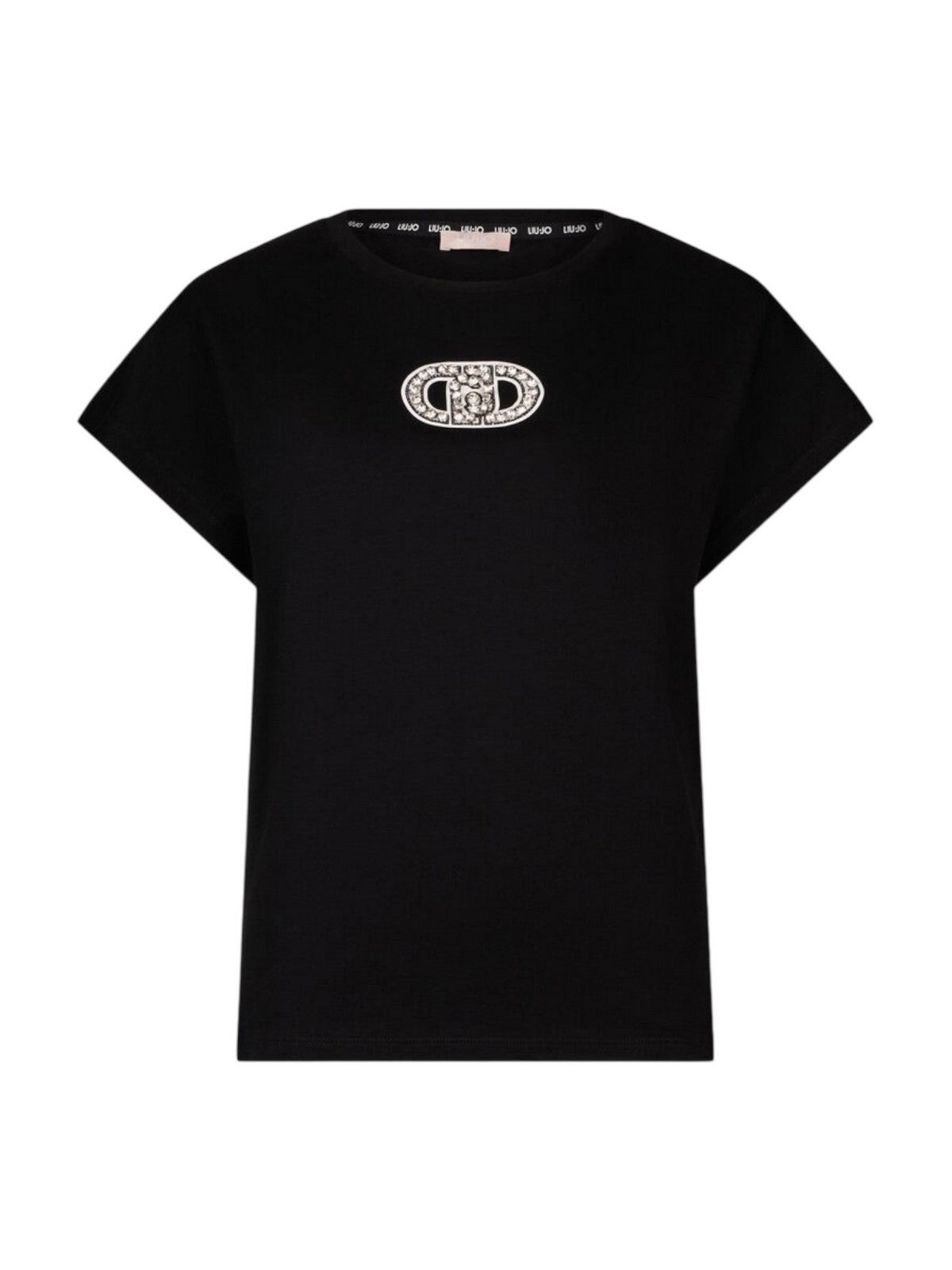 LIU JO SPORT T-shirt Donna  TA6164JS870 P9298 Nero/logo strass gioboutiqueweb