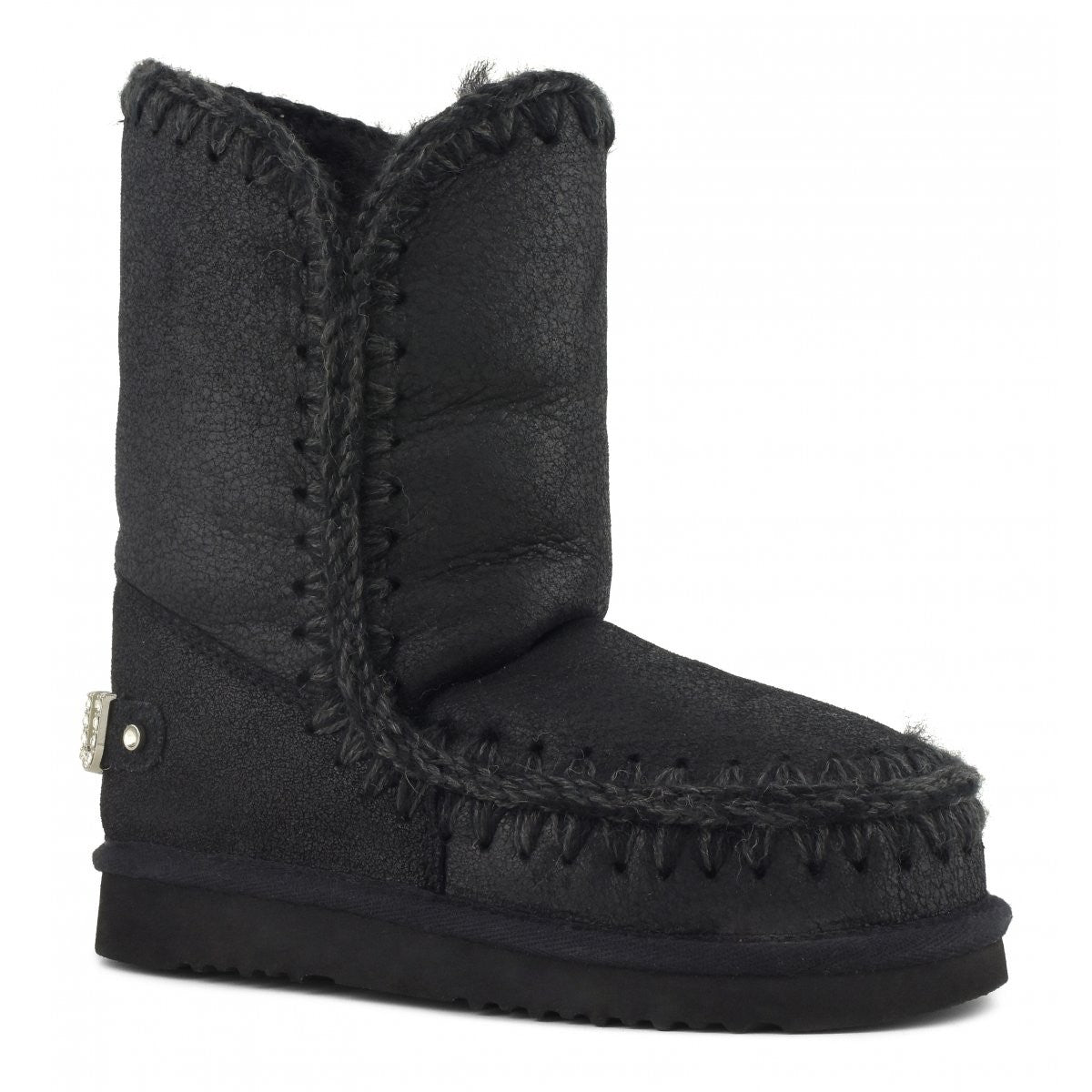 MOU Stivali e Stivaletti Donna Eskimo 24  rhinestones logo MU.FW101037B CBKG Cracked Black gioboutiqueweb