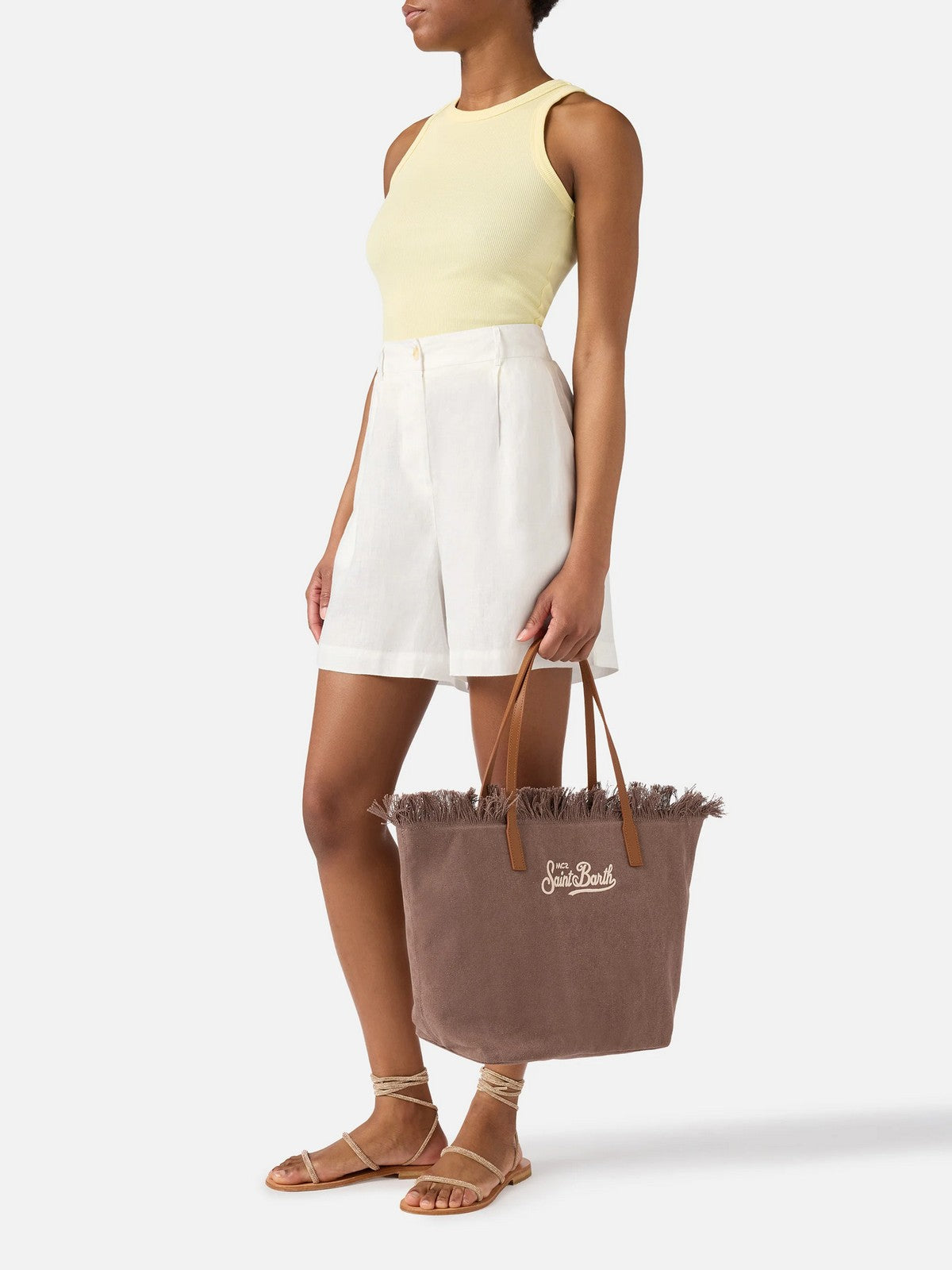 MC2 SAINT BARTH Borsa Donna  CITY BAG FRINGE 01742L CANVAS 18 EMB