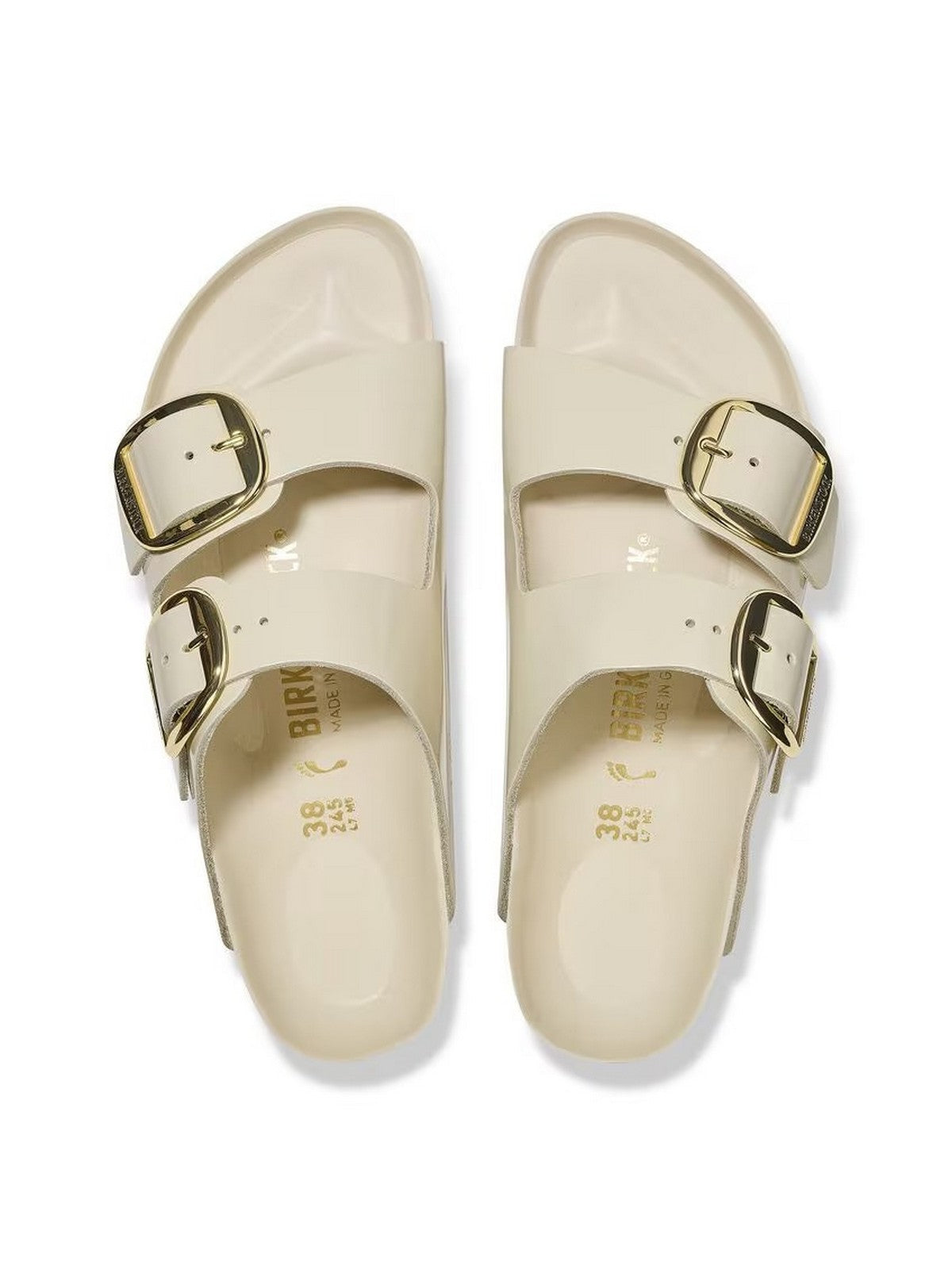 BIRKENSTOCK Sandalo Donna Arizona Big Buckle shine ecru, Natural Leather 1026128 Beige