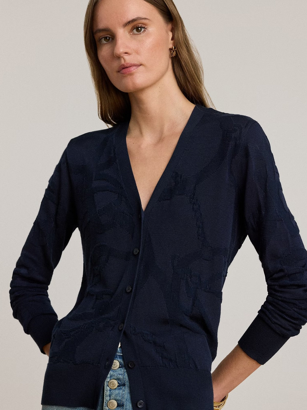 LAUREN RALPH LAUREN Cardigan Donna DENZEL-LONG SLEEVE-CARDIGAN 200P03476 002 LAUREN NAVY gioboutiqueweb