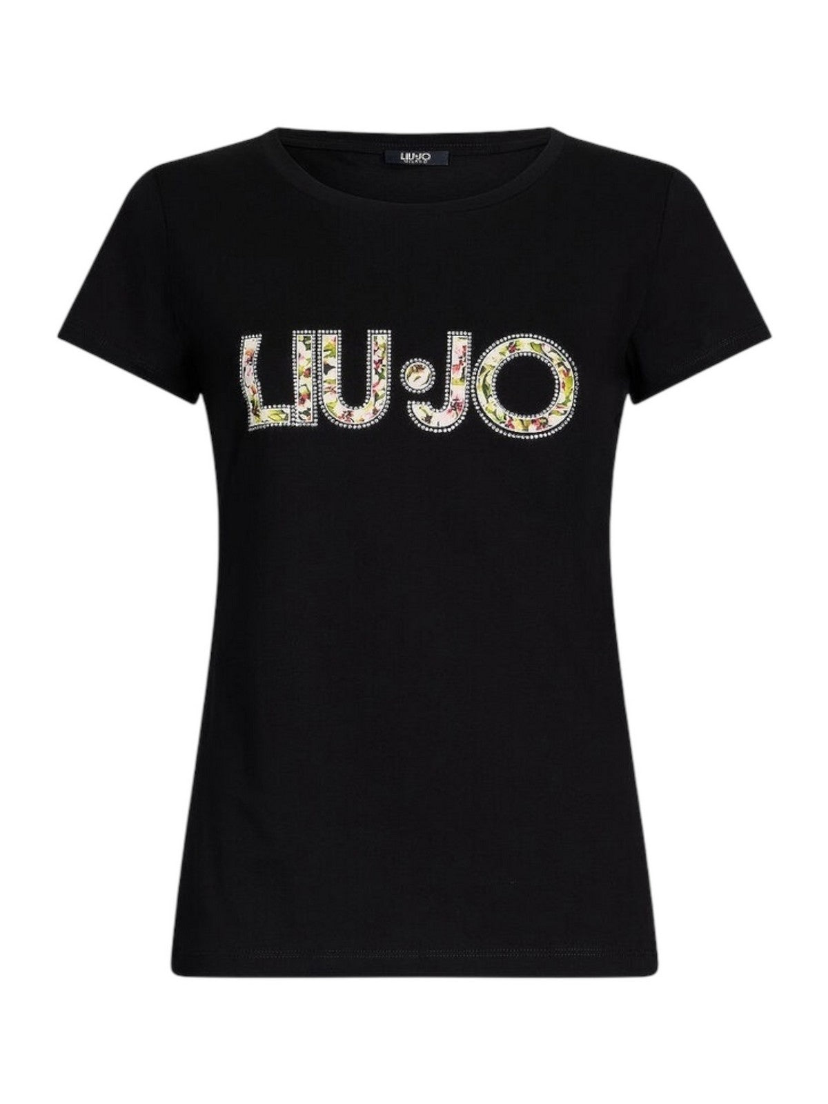 LIU JO BEACHWEAR T-shirt Donna  VA5154JS003 W9449 NERO/FLOWERS gioboutiqueweb
