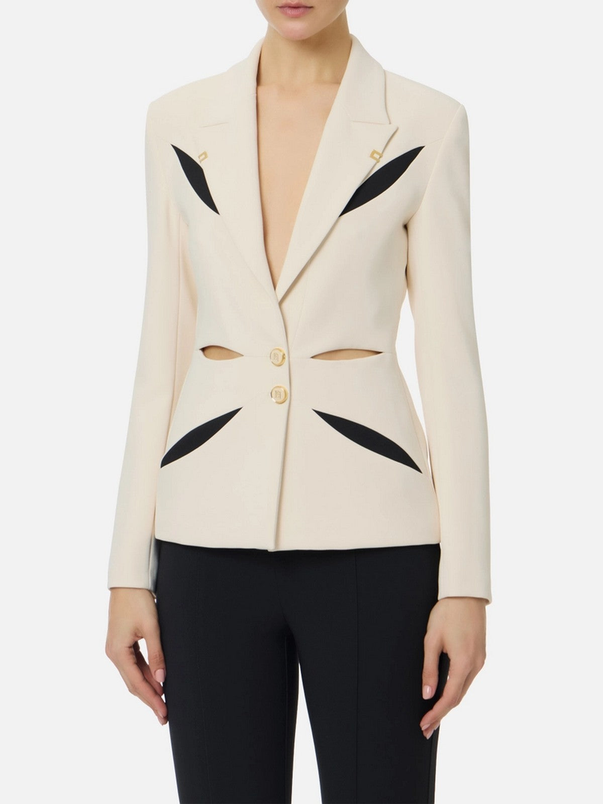 ELISABETTA FRANCHI Giacca Donna  GI19861E2 E84 BURRO/NERO gioboutiqueweb