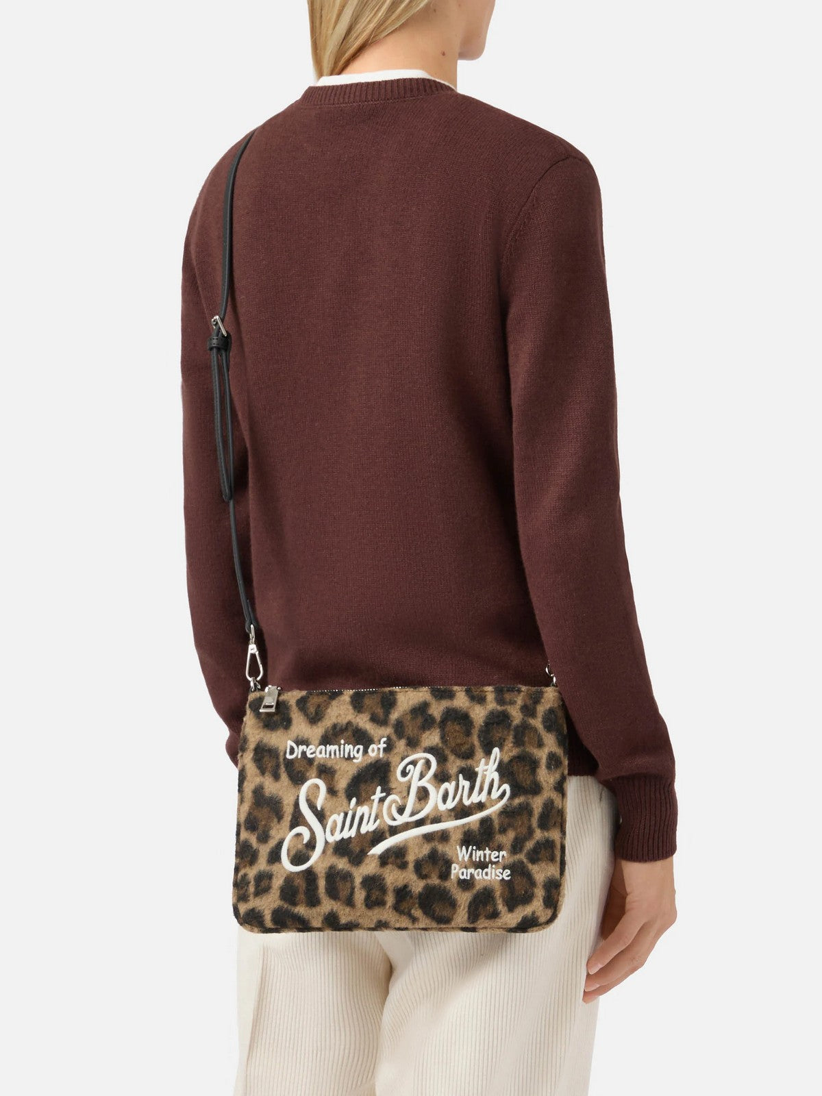 MC2 SAINT BARTH Pochette Donna  PARISIENNE FELT 00223I LEOPARD MIDI 18 EMB