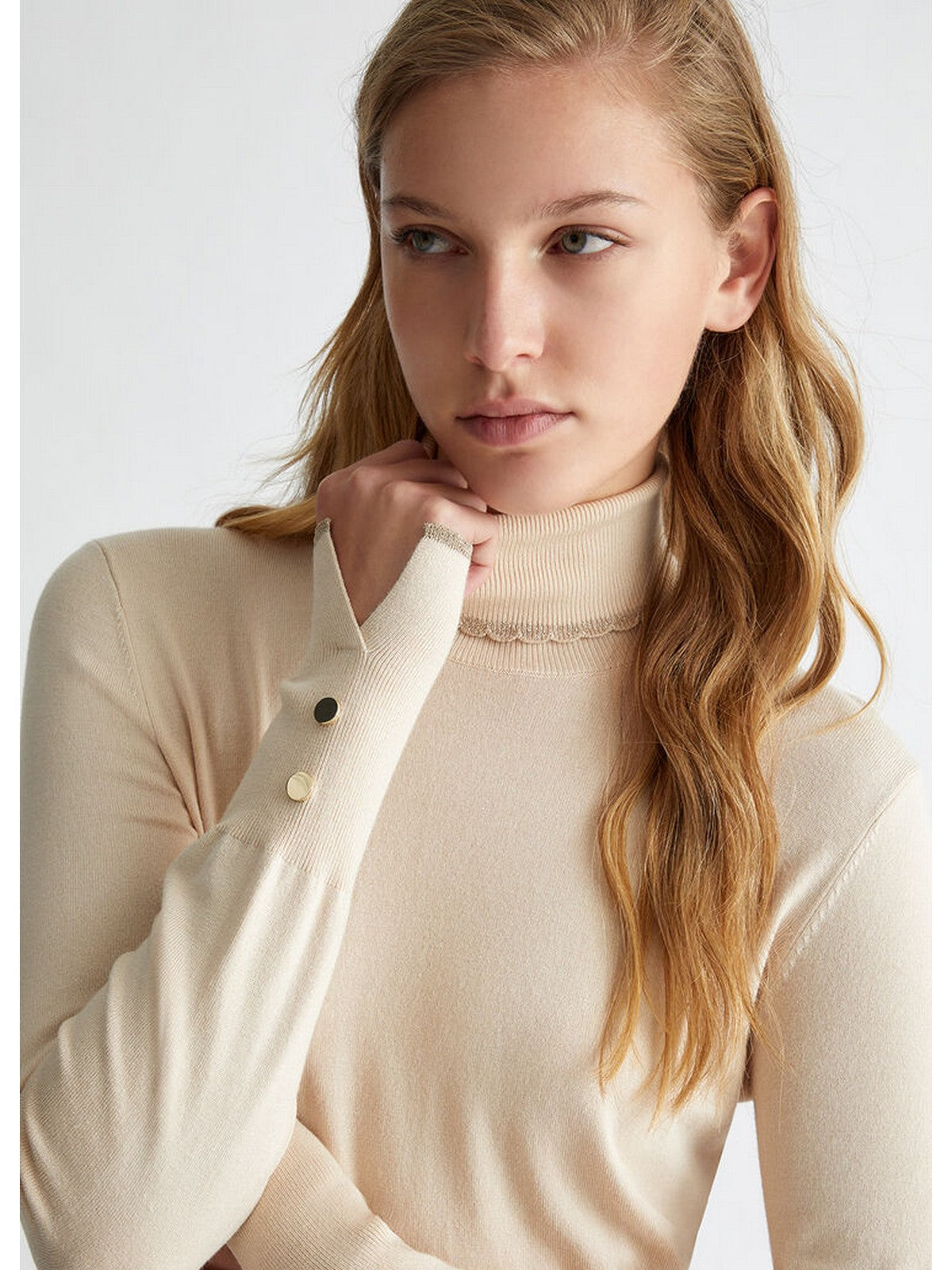 LIU JO WHITE Maglione dolcevita Donna  WF4008MS49I X0623 Beige gioboutiqueweb