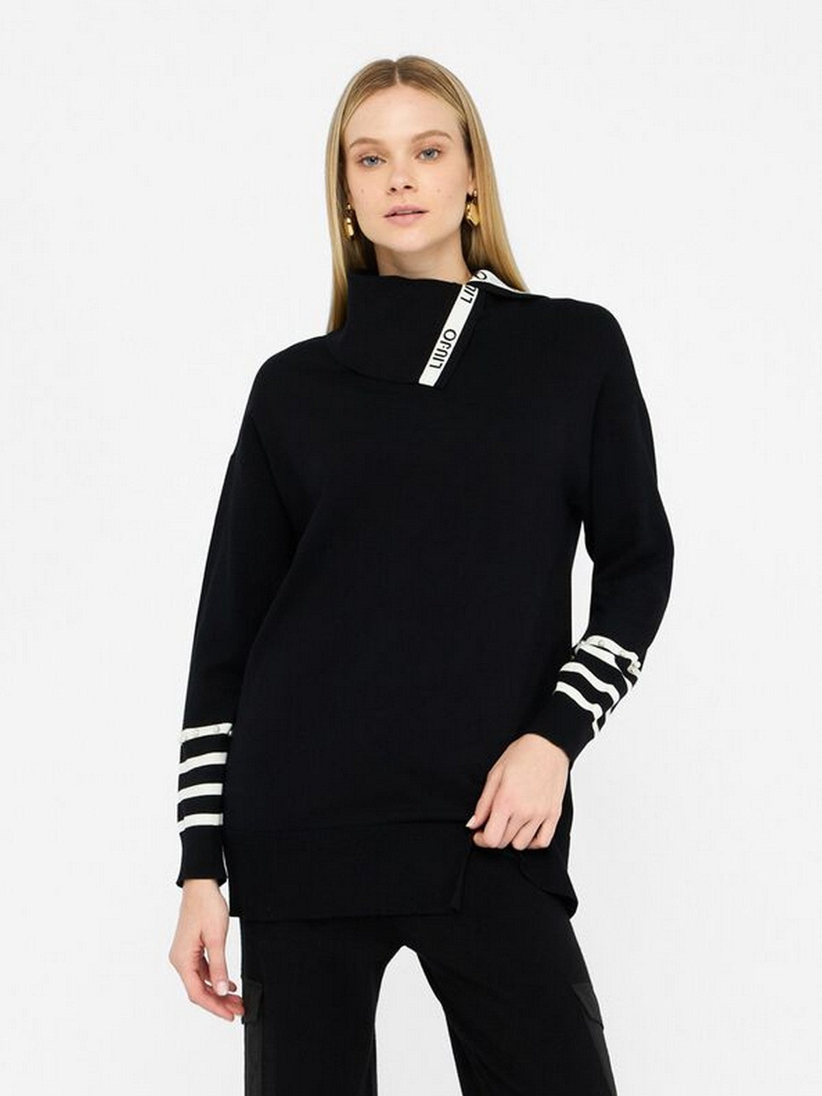 LIU JO SPORT Felpa Donna  TF5218MS63L 03N66 Nero/bianco latte