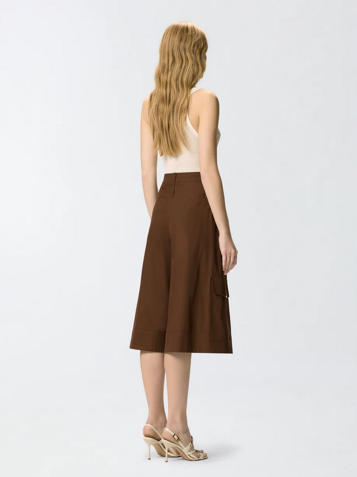 PINKO Bermuda Donna PATRICIA BERMUDA COTONE FLUIDO 106152-A2ER L78 MARRONE TERRA X PIANTE gioboutiqueweb