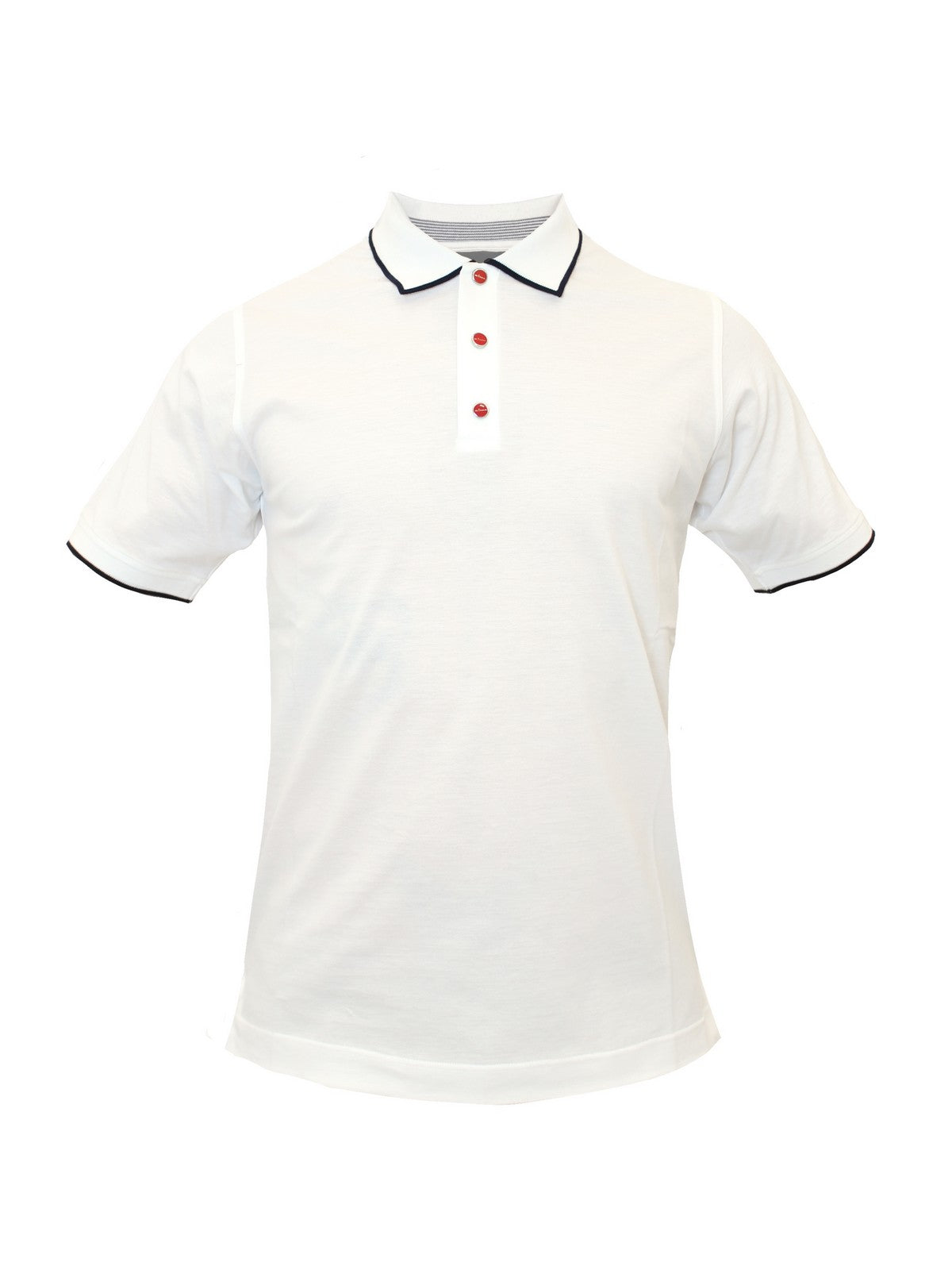 KITON Polo Uomo  UMK1369A0011002 WHITE/BLUE Bianco gioboutiqueweb