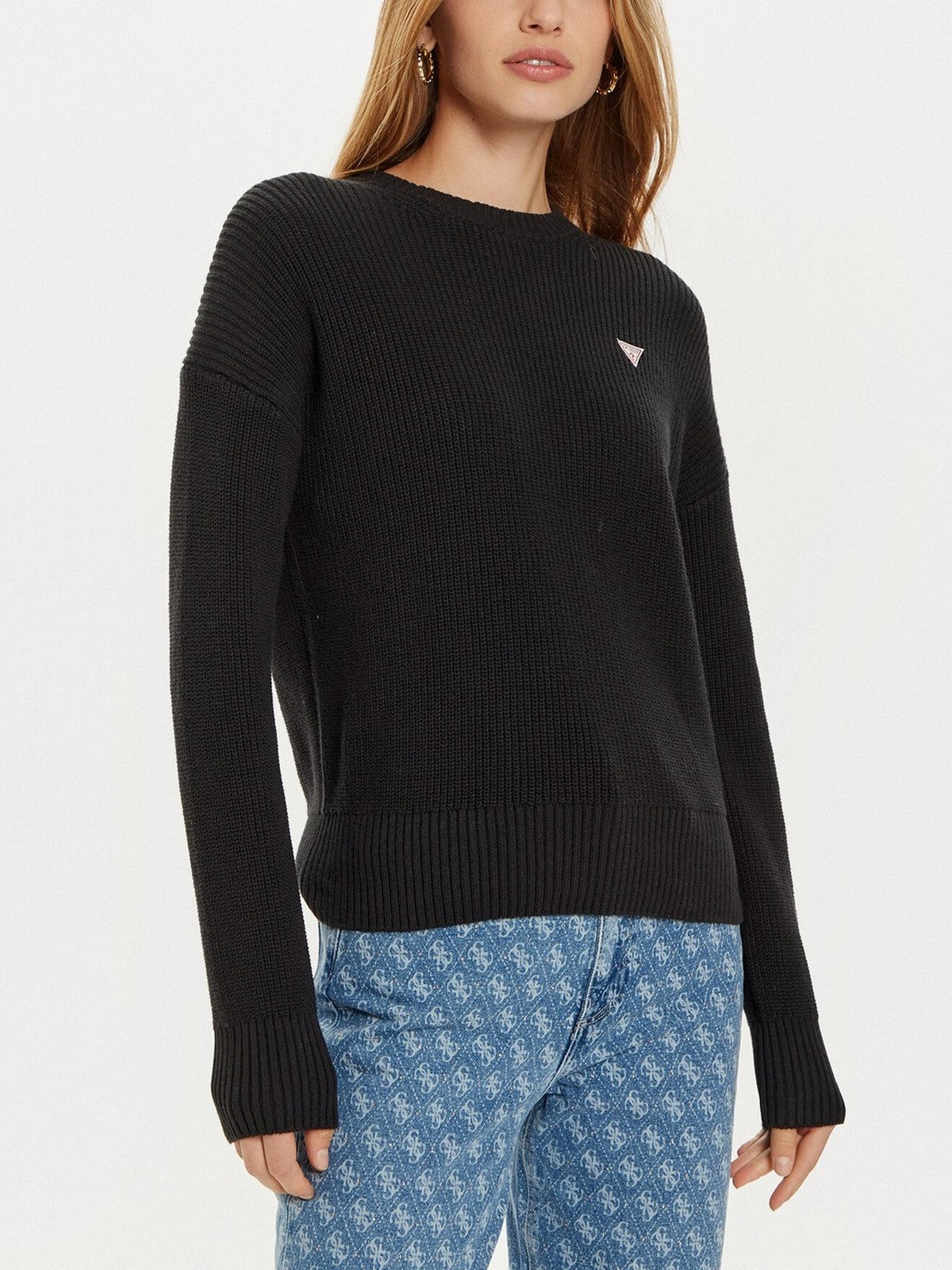 Zgadnij Maglione Woman GJ ls cn mini trójkąt SWTR W4BR08 Z3HM1 JBLK Black