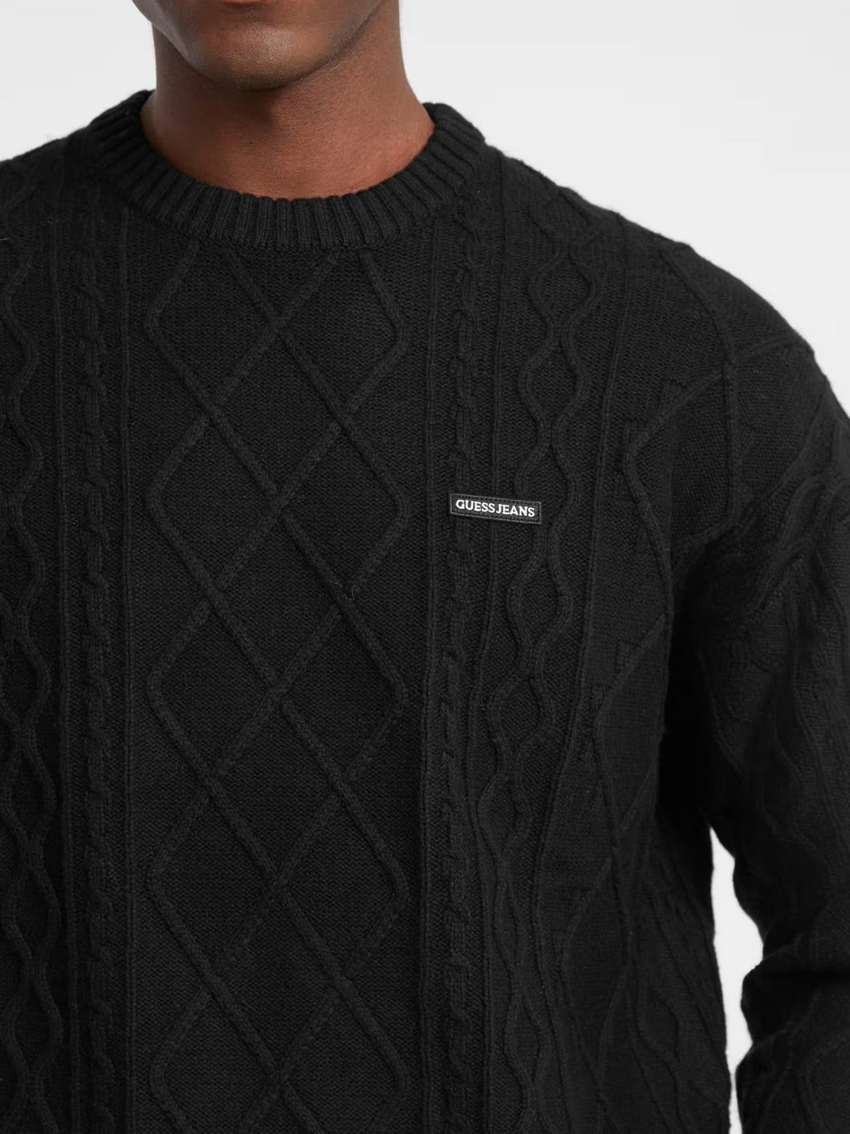 GUESS Maglione Uomo GJ LS CN CABLE SWTR M5BR04 Z0561 JBLK Jet Black A996