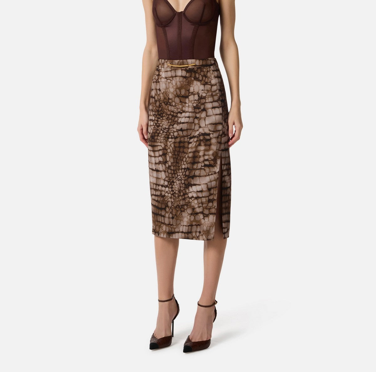 ELISABETTA FRANCHI Gonna Donna  GO14961E2 644 CACAO gioboutiqueweb