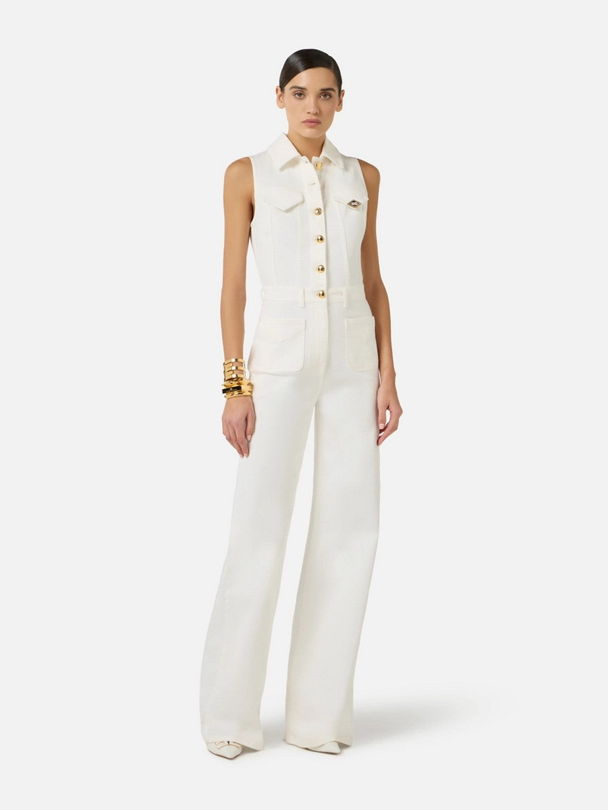 ELISABETTA FRANCHI Tuta Donna  TJ45N61E2 360 Avorio gioboutiqueweb